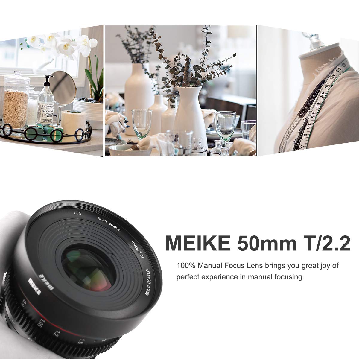 Meike 50Mm T2.2 Mini Manual Focus Wide Angle Cinema Lens For M43 Micro Four Thirds Mft Mount Cameras Bmpcc 4K Z Cam E2