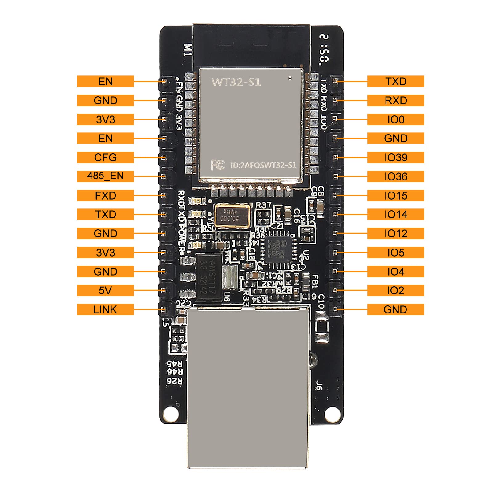 Dweii 2 Pack Wt32 Eth01 Esp32 Module Ethernet Wifi Bluetooth Development Board Wt32 Eth01 Embedded Serial Port To Ethernet Conve
