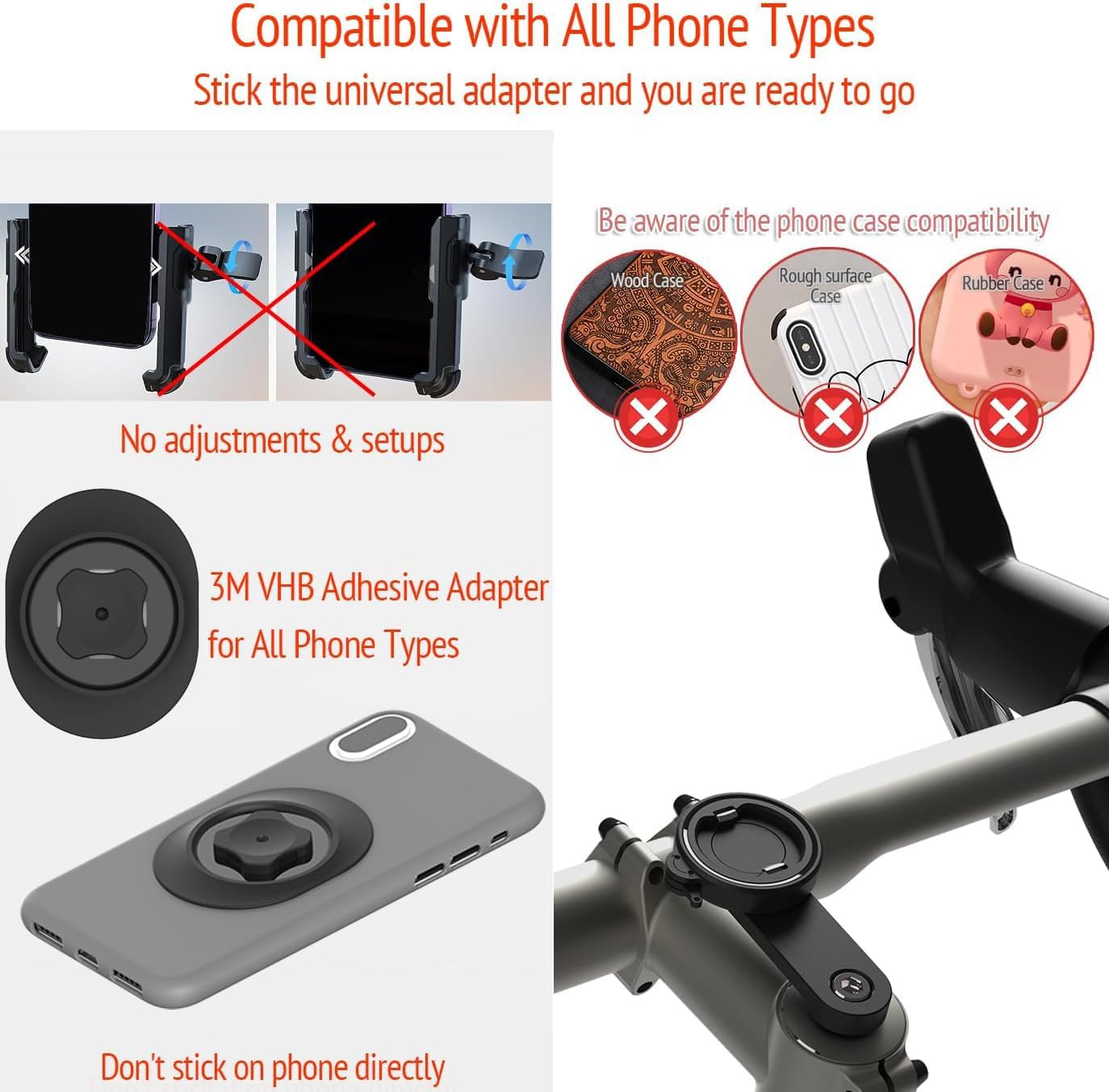 Fastand Bike Phone Holder Handlebar, [1S Lock] Mountain Bike Phone Mount Stem   Aluminum [Security Clamp] With Universal Adapter