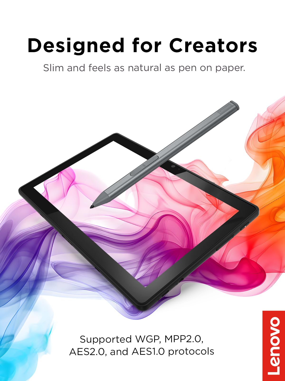 Lenovo Slim Pen - Magnetic Precision Stylus For Ipad, Macbook, Thinkpad - 4096 Pressure Levels, Tilt Sensitivity, Rechargeable,