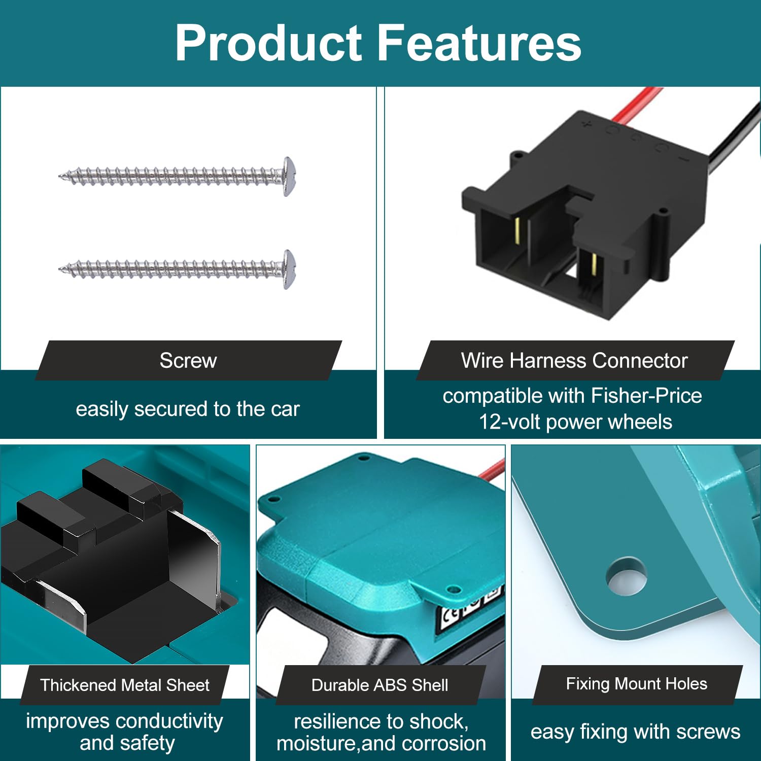 Power Wheels Adapter For Makita 18V Lxt Battery With Wire Harness Connector And Fuse Holder Compatible For Fisher Price 12 Volt