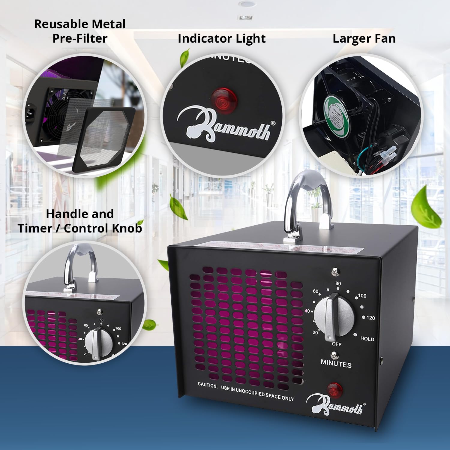 Mammoth Ozone Generator 5000Mg Ozone Odor Eliminator For Residential And Commercial Space, Ozone Machine Odor Removal Of Smoke,