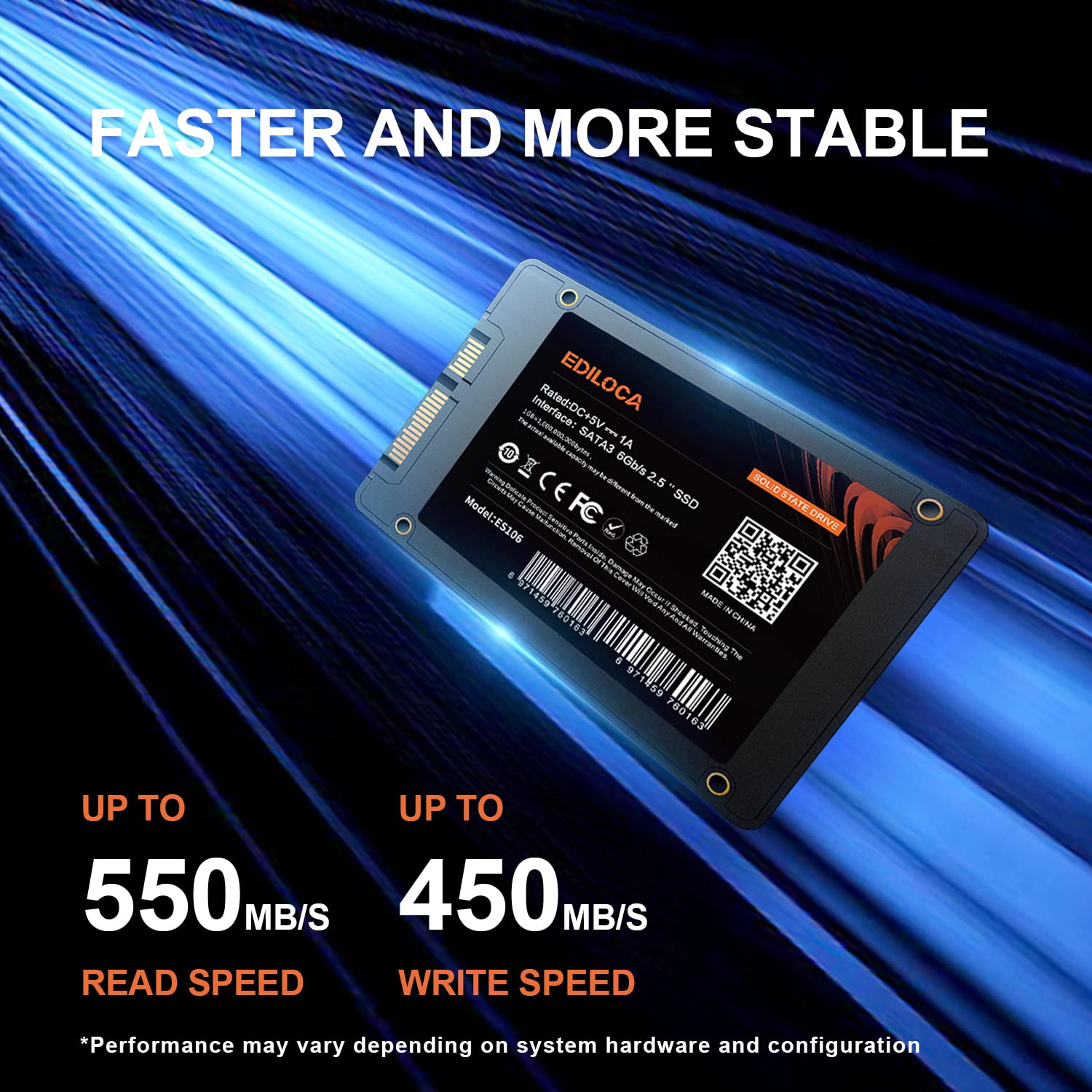 Ediloca Es106 128Gb Ssd Sata Iii 2.5'' 3D Tlc Nand Flash Internal Hard Drive, Up To 500Mb/S Read, Upgrade Pc Or Laptop Memory An