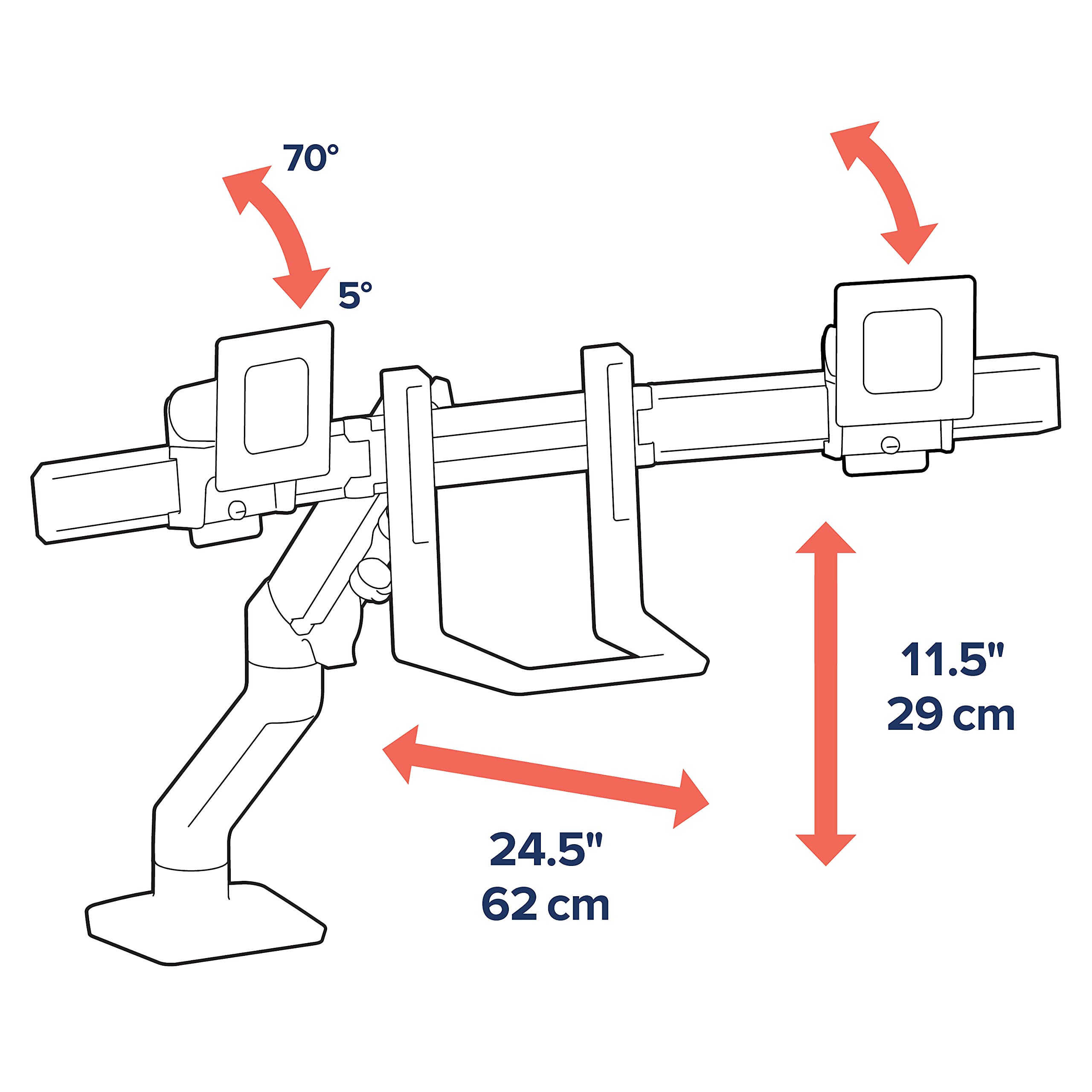 Ergotron � HX Dual Monitor Arm, VESA Desk Mount � for 2 Monitors Up to 32 Inches, 5 to 17.5 lbs Each � Polished Aluminum