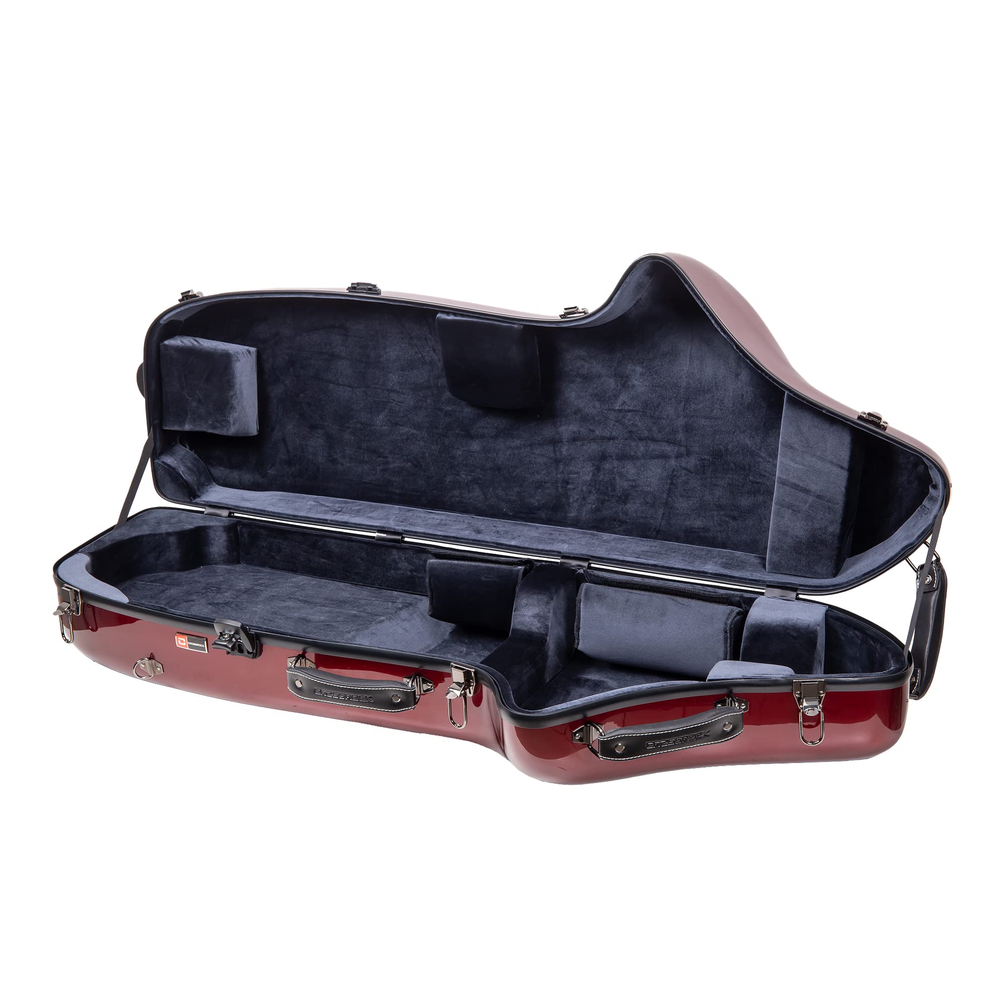 Crossrock Pro Grade Baritone Saxophone Case | Crimson Sonar Gloss, Tsa Lock, Rolling Design, Elite Protection & Tri Carry System