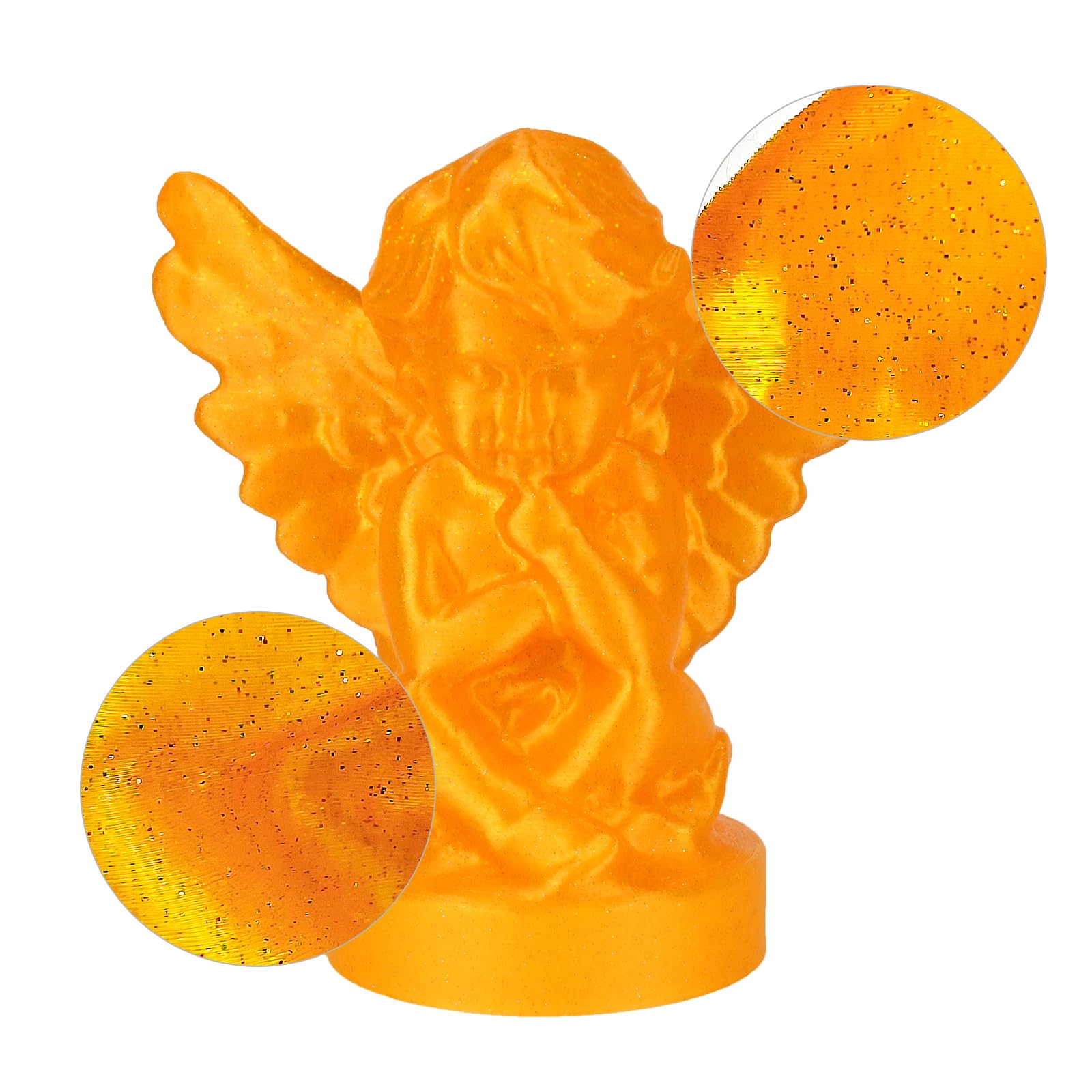 Isanmate 3D Printer Filament, Transparent Glitter Orange Pla Filament 1.75 Mm, 3D Printing Filament 1Kg/2.2Lb