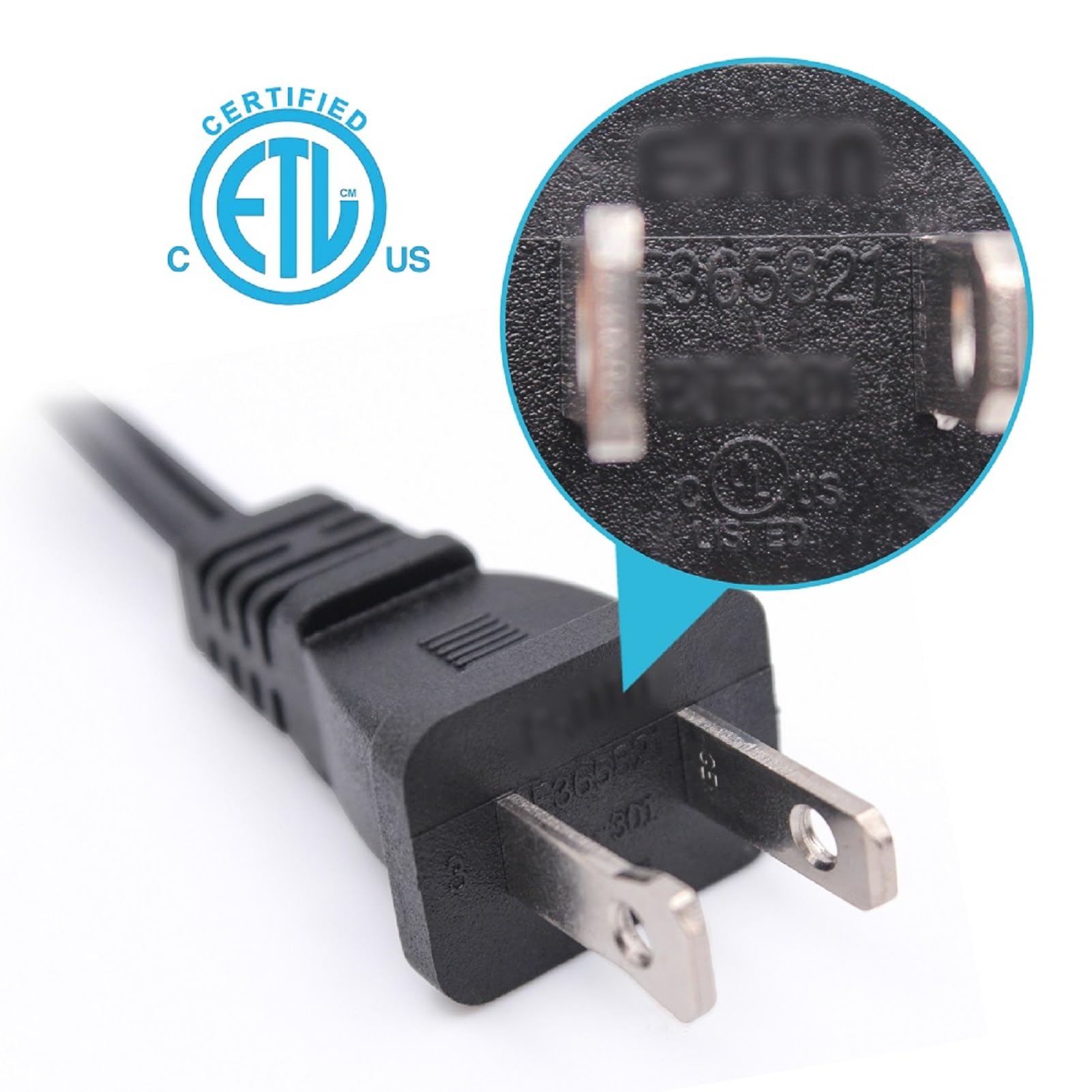 2 Prong Extension Cord 1Ft,Short Flexible Extension Cable Black,Us Male/Female Power Cable For Nema 1 15P To Nema 1 15R, Ul List