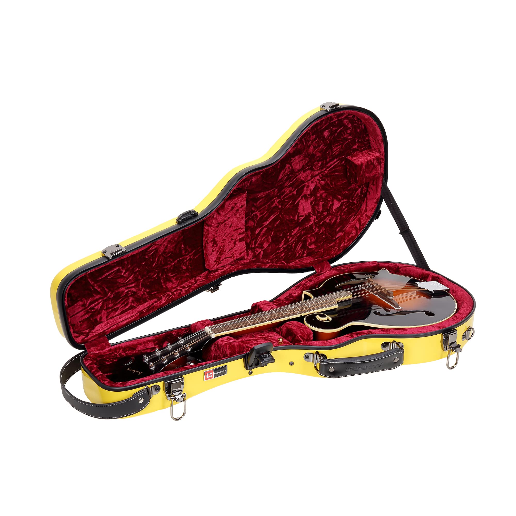 Crossrock CRF1000MFYL Fiberglass Mandolin Case, fit for both F style and A style,Yellow