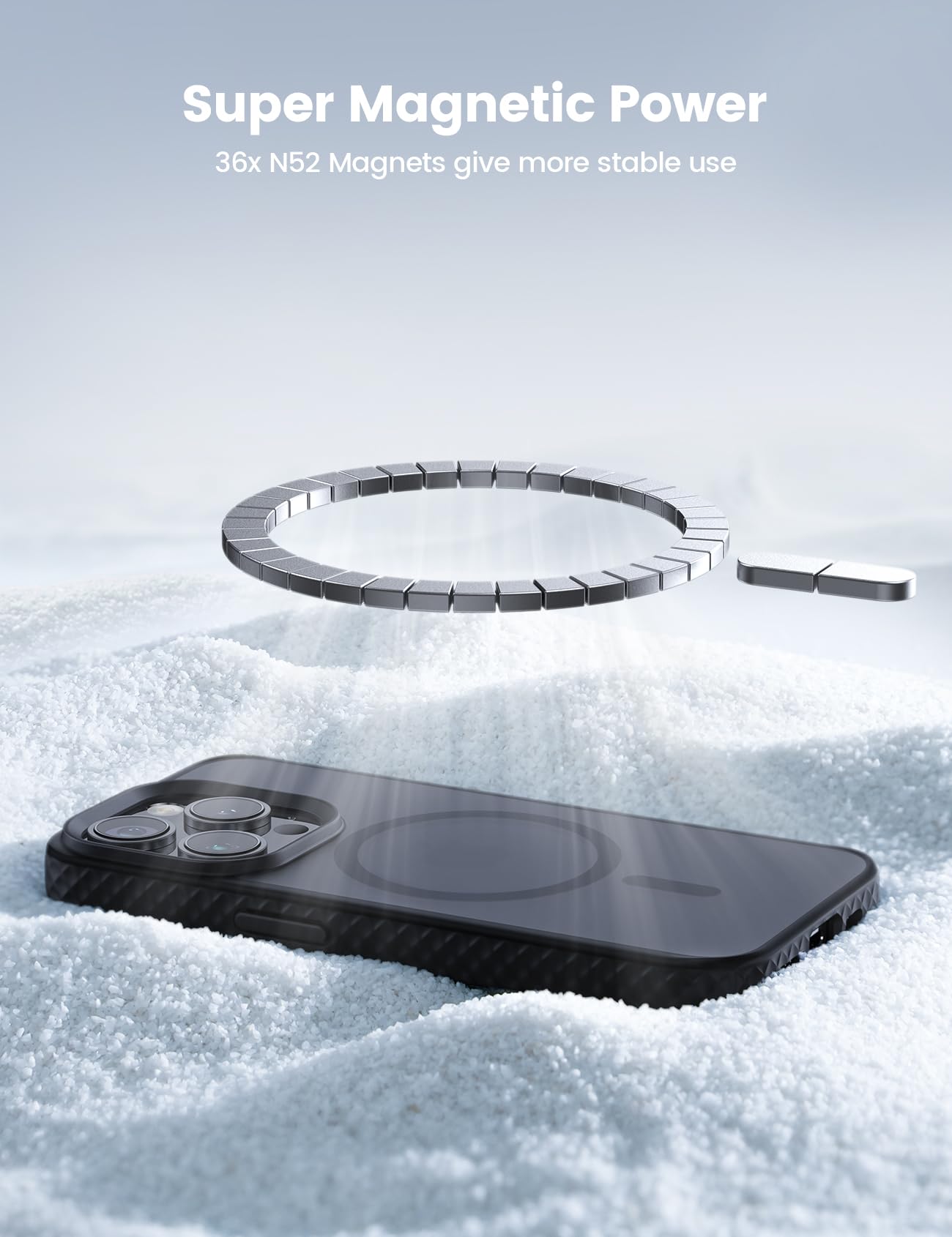 Lamicall Magnetic Case For Iphone 15 Pro, For Magsafe   [Diamond Textured Anti Slip Edge] [Military Grade Shockproof Protection]