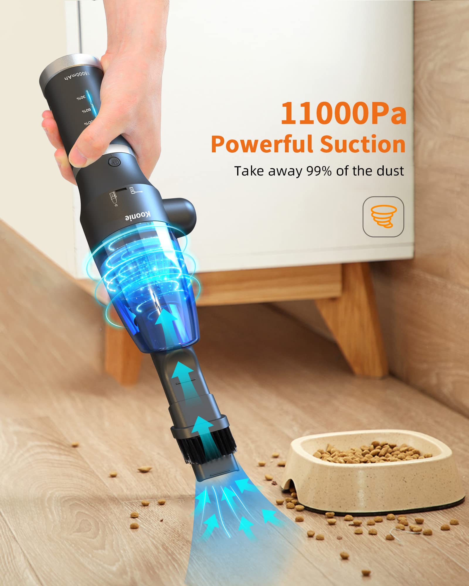 Compressed Air Duster, Koonie 15000Mah Cordless Air Duster & Vacuum 2 In 1 Powerful 77000Rpm/11000Pa 2 Speeds Electric Air Duste