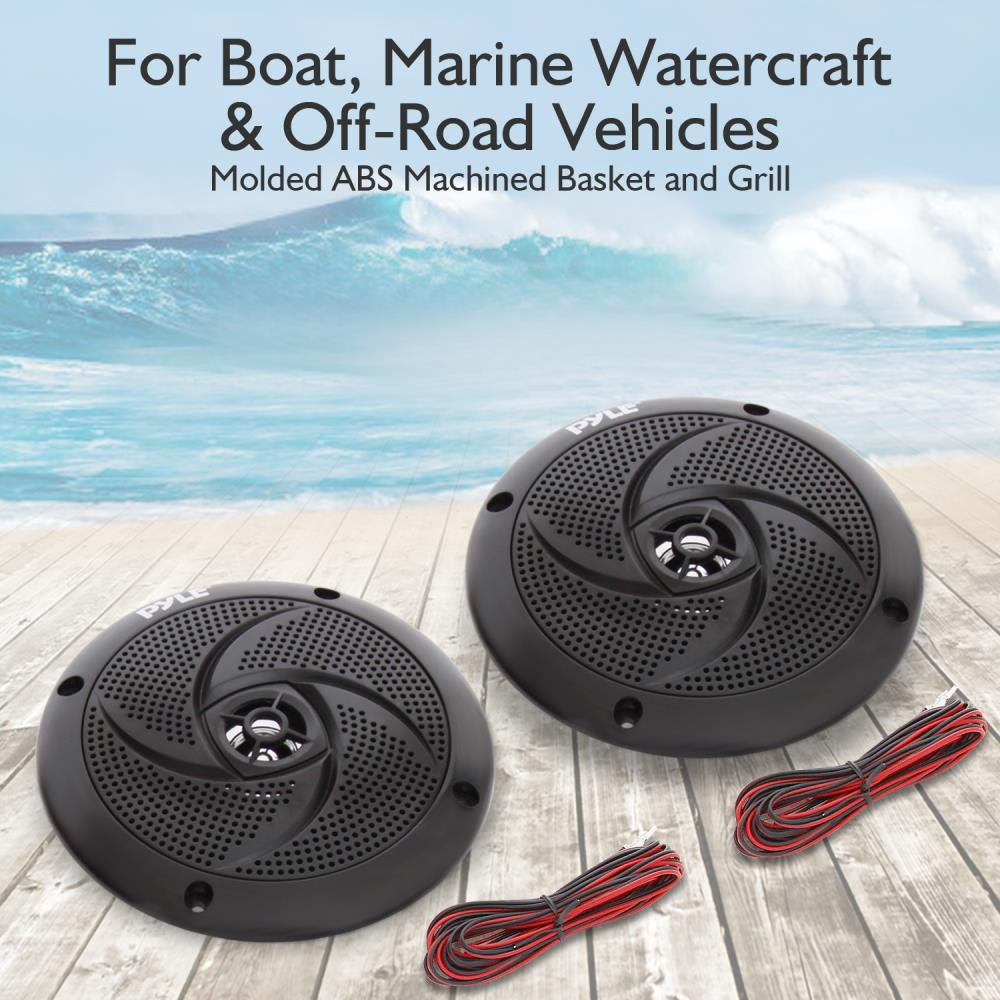 Pyle Marine Speakers - 5.25 Inch Low Profile Slim Style Waterproof Wakeboard Tower And Weather Resistant Outdoor Audio Stereo So