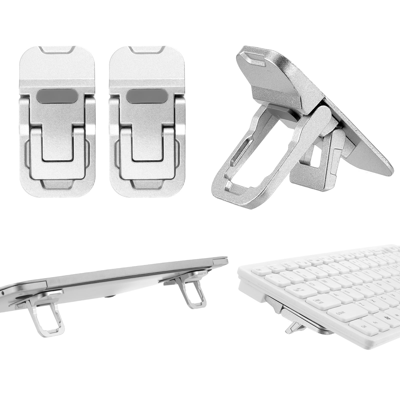 Bewudy 2 Pcs Portable Keyboard Riser With Dual Tilt Angle Adjustment, Foldable Laptop Stand, Mini Computer Stand for Desk, Self-