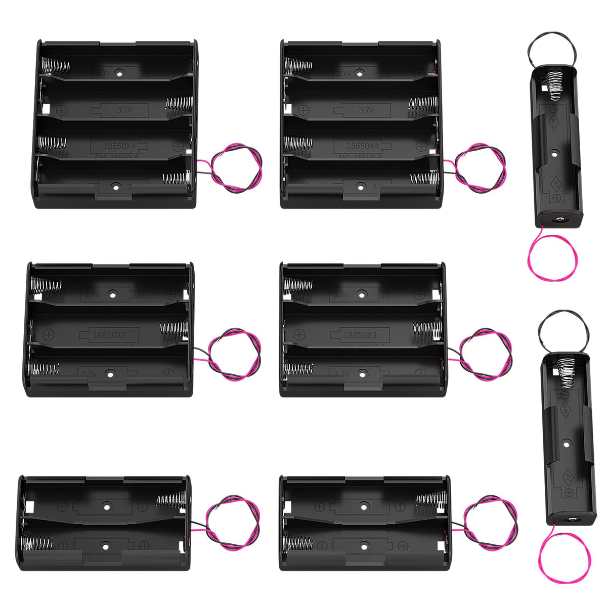 Daiertek 18650 Battery Holder With Wire 3.7V 1 18650 Battery Holder, 7.4V 2 18650 Battery Holder, 11.1V 3 18650 Holder, 14.8V 4