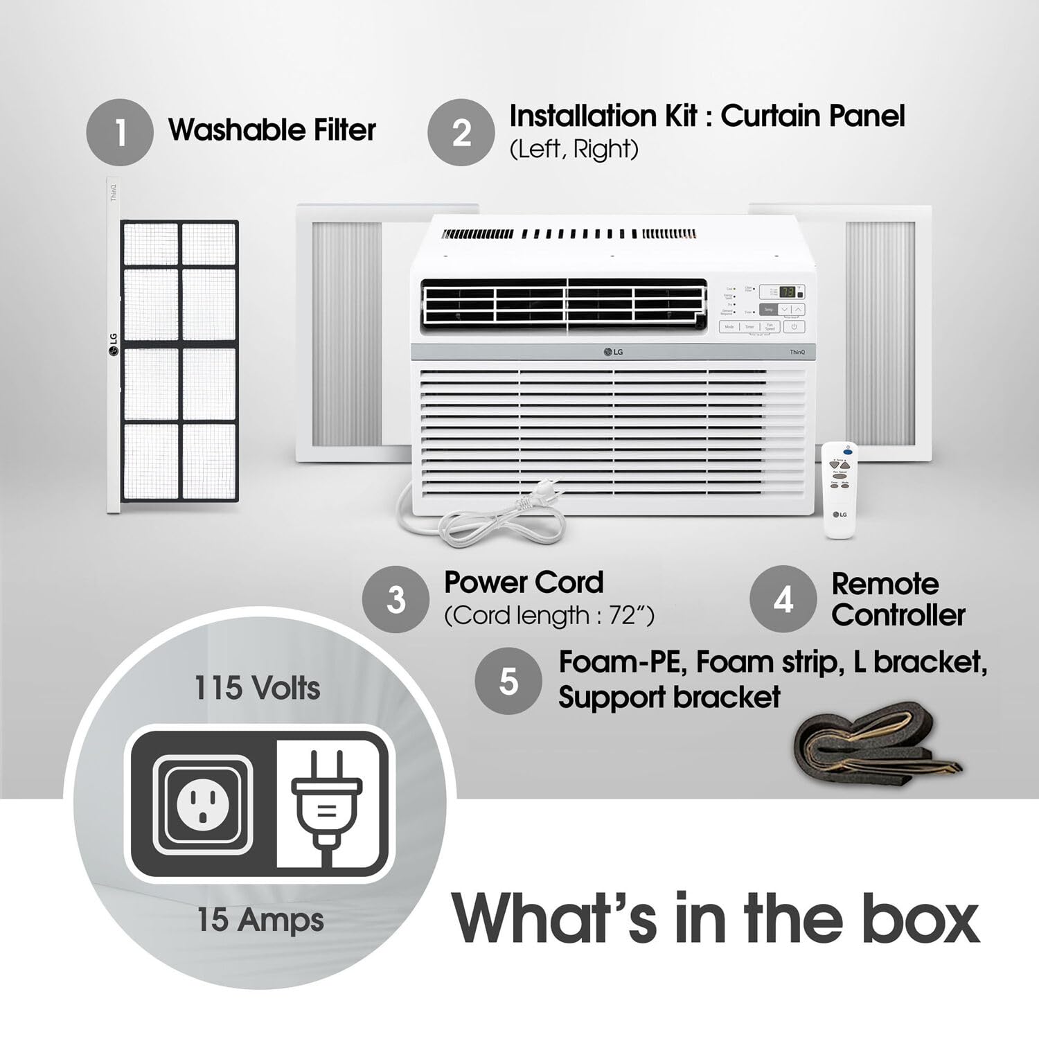 Lg Lw1424Rd, 14000 Btu, White 14,000 Window Air Conditioner, 115V, 700 Sq.Ft. (25' X 28' Room Size), Quiet Operation, Electronic