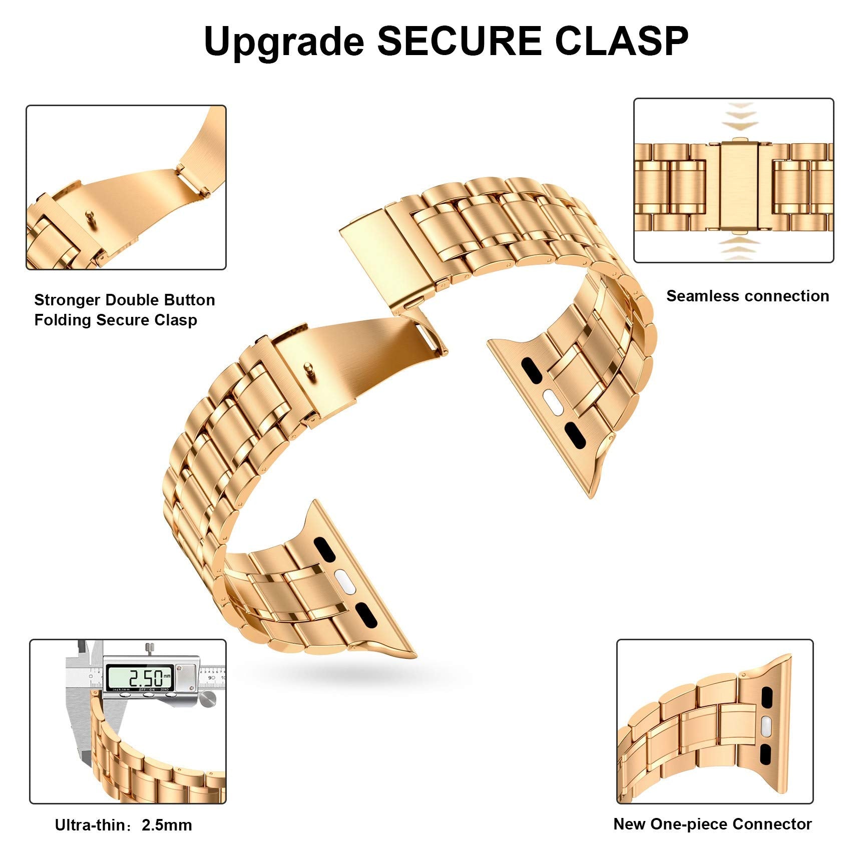 Miohhr Solid Stainless Steel Band Compatible With Apple Watch 45Mm, Metal Strap With Soft Tpu Case For Iwatch Series 9 8 7 45Mm