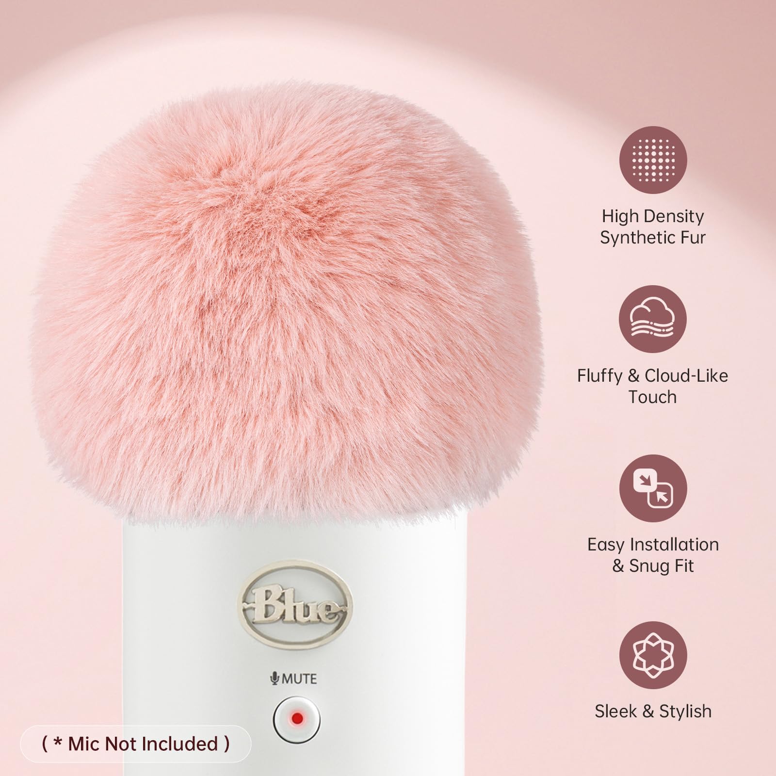 Phantaccy Pop Filter/Windscreen For Blue Yeti And Yeti Pro Microphones, Furry Mic Cover For Wind And Ambient Noise Reduction