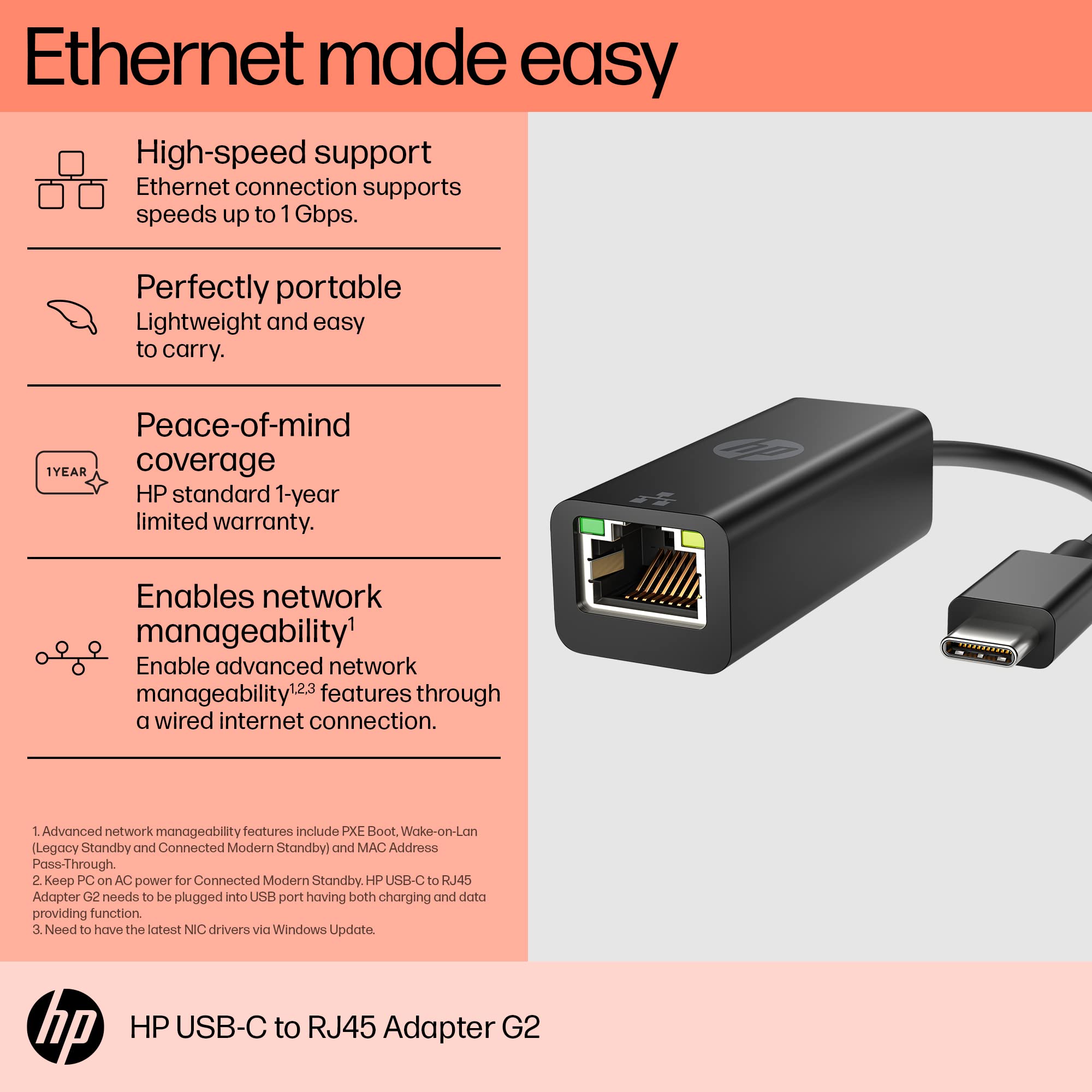 HP USB C to RJ45 Adapter G2 (4Z527AA)