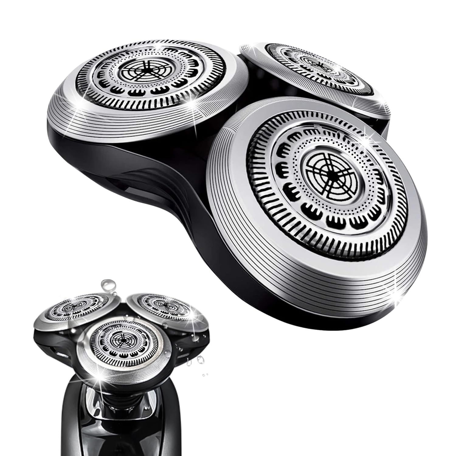Sh90 Replacement Rotary Heads For Philips Norelco Shavers Series 9000, New Version Of Metal Wheel Buckle And Upgrade Double Laye
