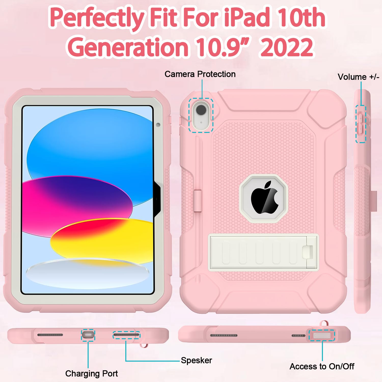 Bmouo Case For Ipad 10Th Generation 10.9 Inch 2022, Ipad 10Th Generation Case With Kickstand & Pencil Holder, Heavy Duty Shockpr