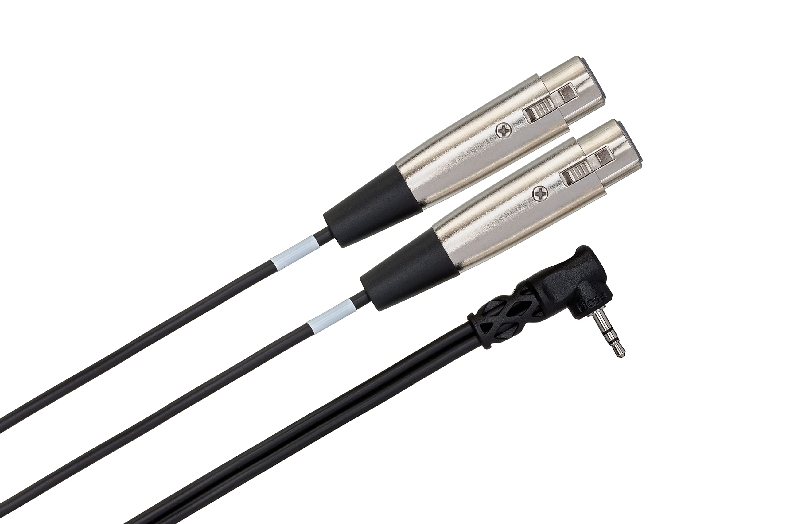 Hosa CYX-402F Dual XLR3F to Right Angle 3.5 mm TRS Microphone Cable, 2 Feet