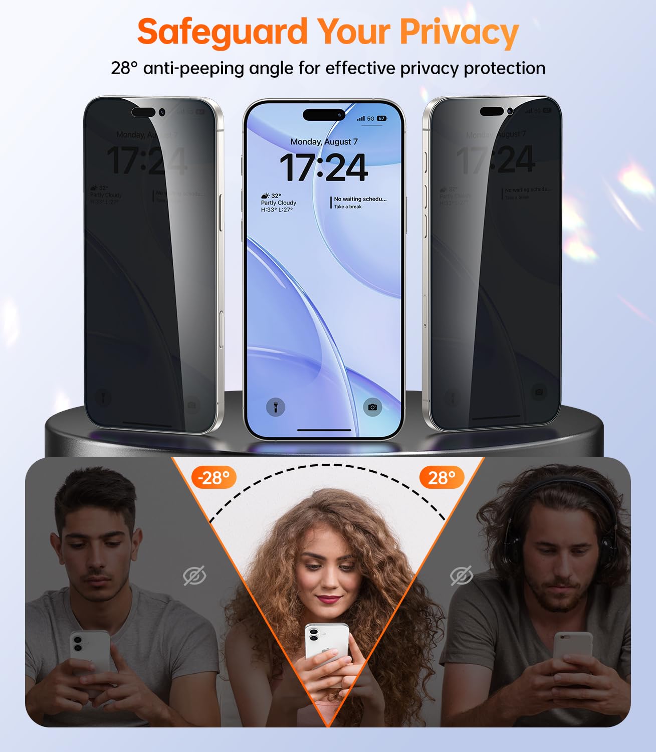 Meifigno Designed For Iphone 16 Case 6.1'', [Glitter Card & Wrist Strap] [Compatible With Magsafe] [2X Privacy Screen Protectors