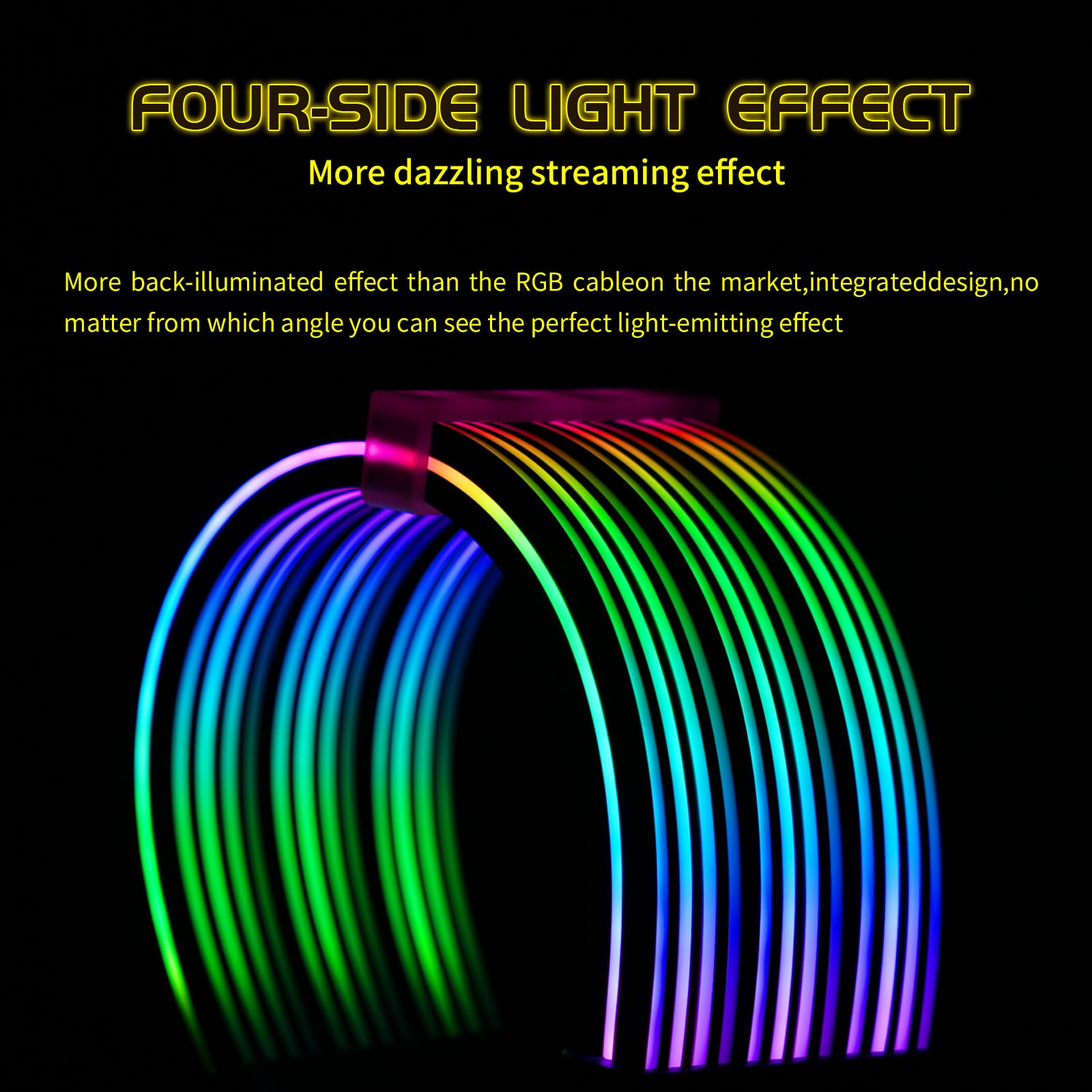 Sirlyr 24 Pin Rgb Cable,Rgb Psu Cables Extensions   5V 3Pin Addressable Argb Motherboard Power Supply Fit Black Pc Case Build Bl