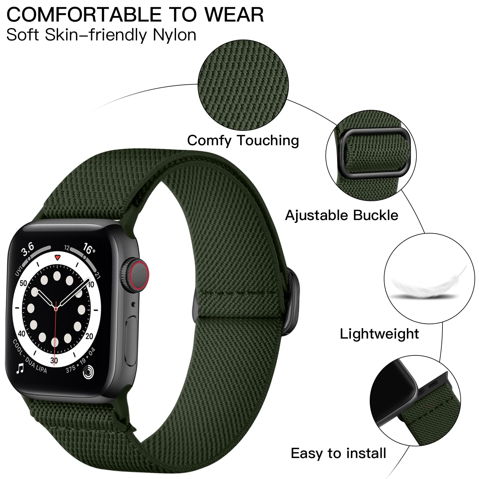 Lerobo Compatible With Apple Watch Ultra Band 44Mm Se 45Mm Series 10 9 8 Ultra 2 49Mm 46Mm 42Mm Men Women Stretchy Nylon Solo Lo