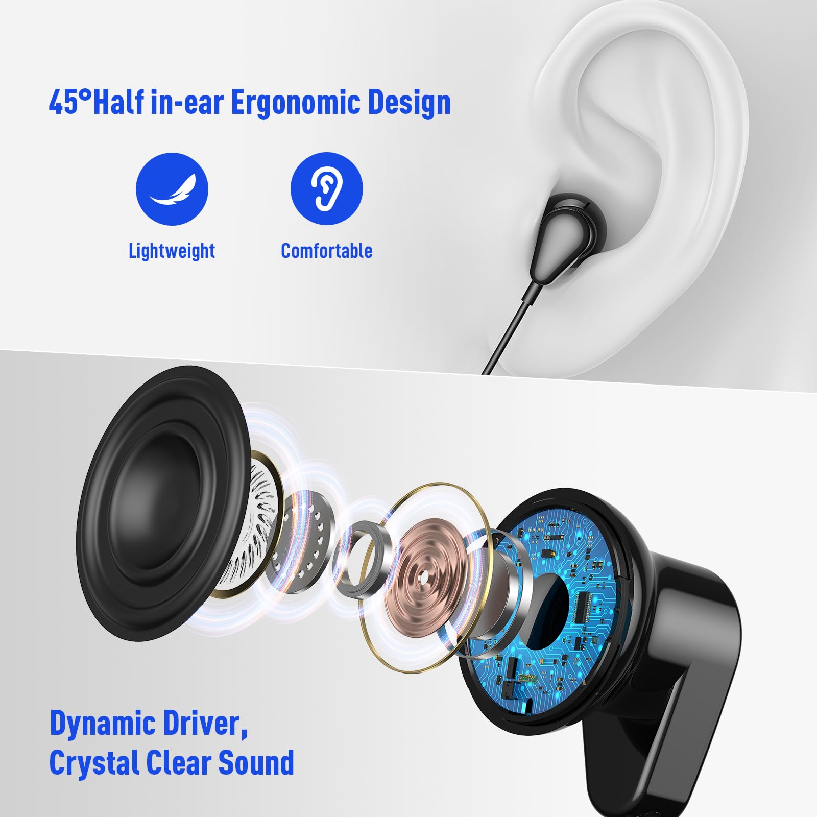 Usb Headphone For Pc Laptop Wired Earbuds Computer Headset With Microphone Volume Control Mute Button Mic Lightweight Noise Canc