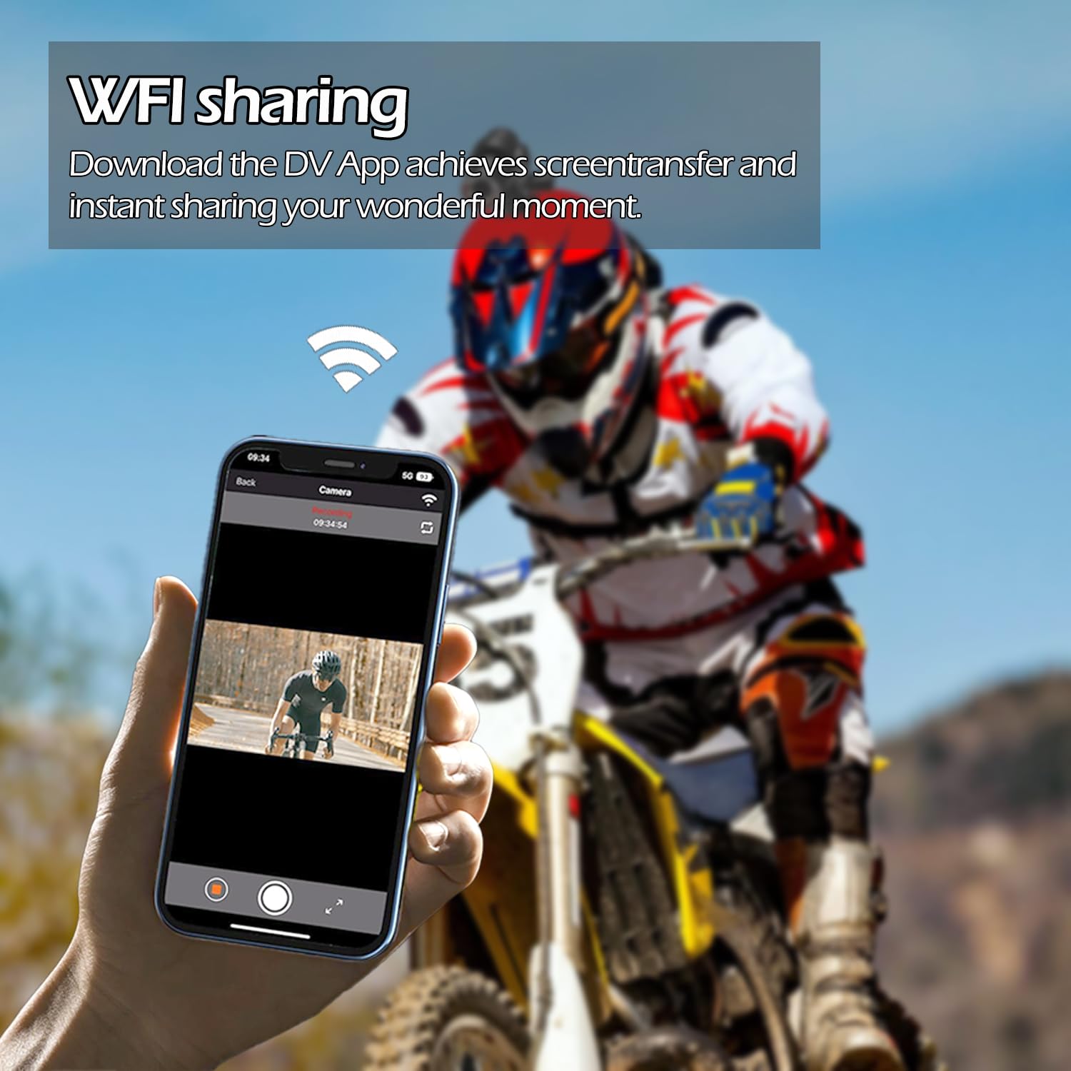 Abtocwuk Wifi Motorcycle Helmet Camera, Hd 1080P Bike Video Camera, Ip66 Waterproof Motorbike Helmet Camera, Outdoor Sports Acti