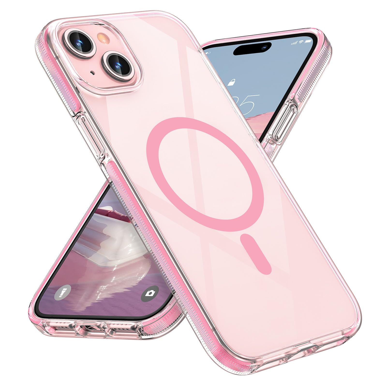 MILPROX Compatible with iPhone 15 Plus Case - with Screen Protector - Compatible with MagSafe - Magnetic Clear Trasparent Design