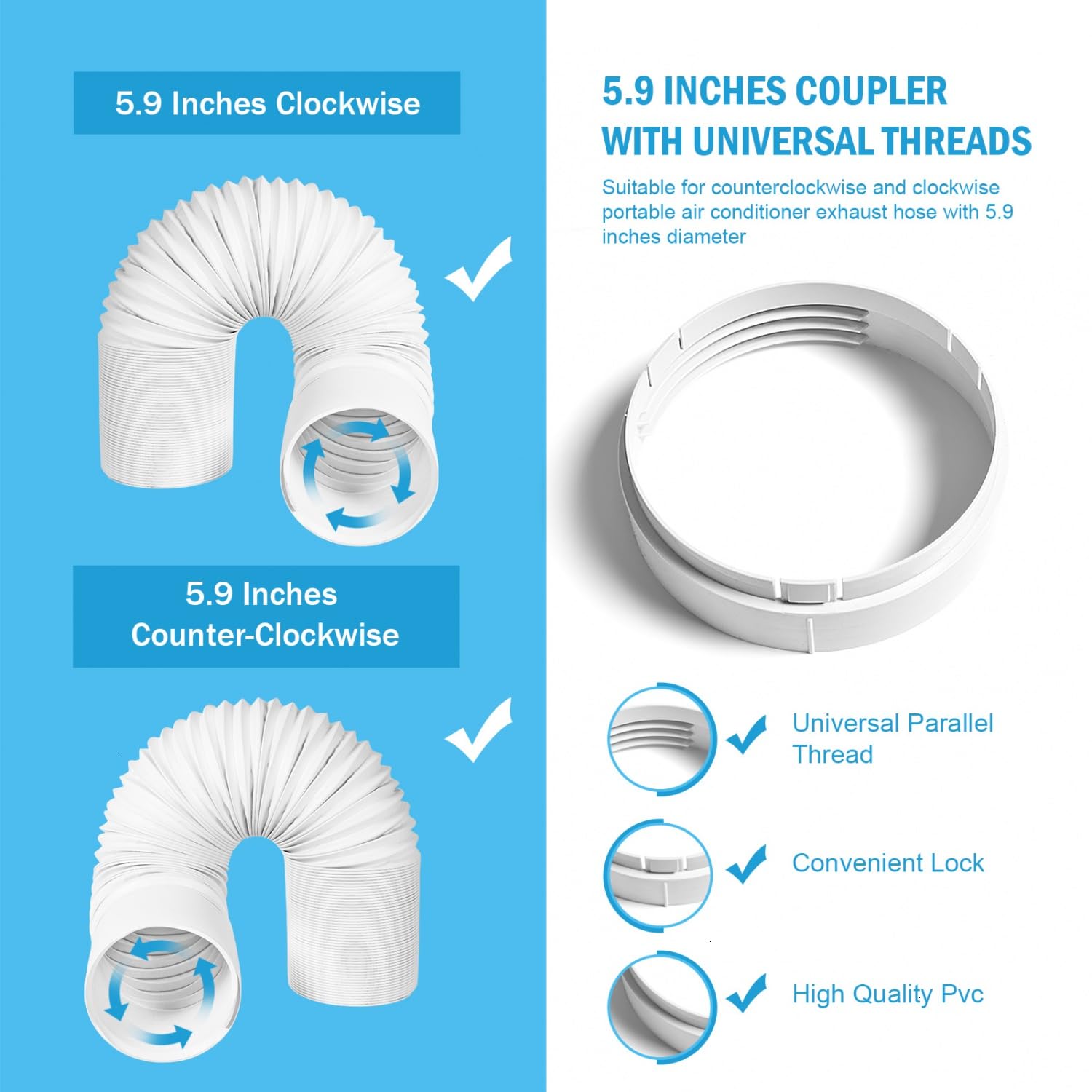 Yoleshy Portable Air Conditioner Window Kit With Coupler Adjustable Window Seal For Ac Unit, Sliding Ac Vent Kit For Exhaust Hos