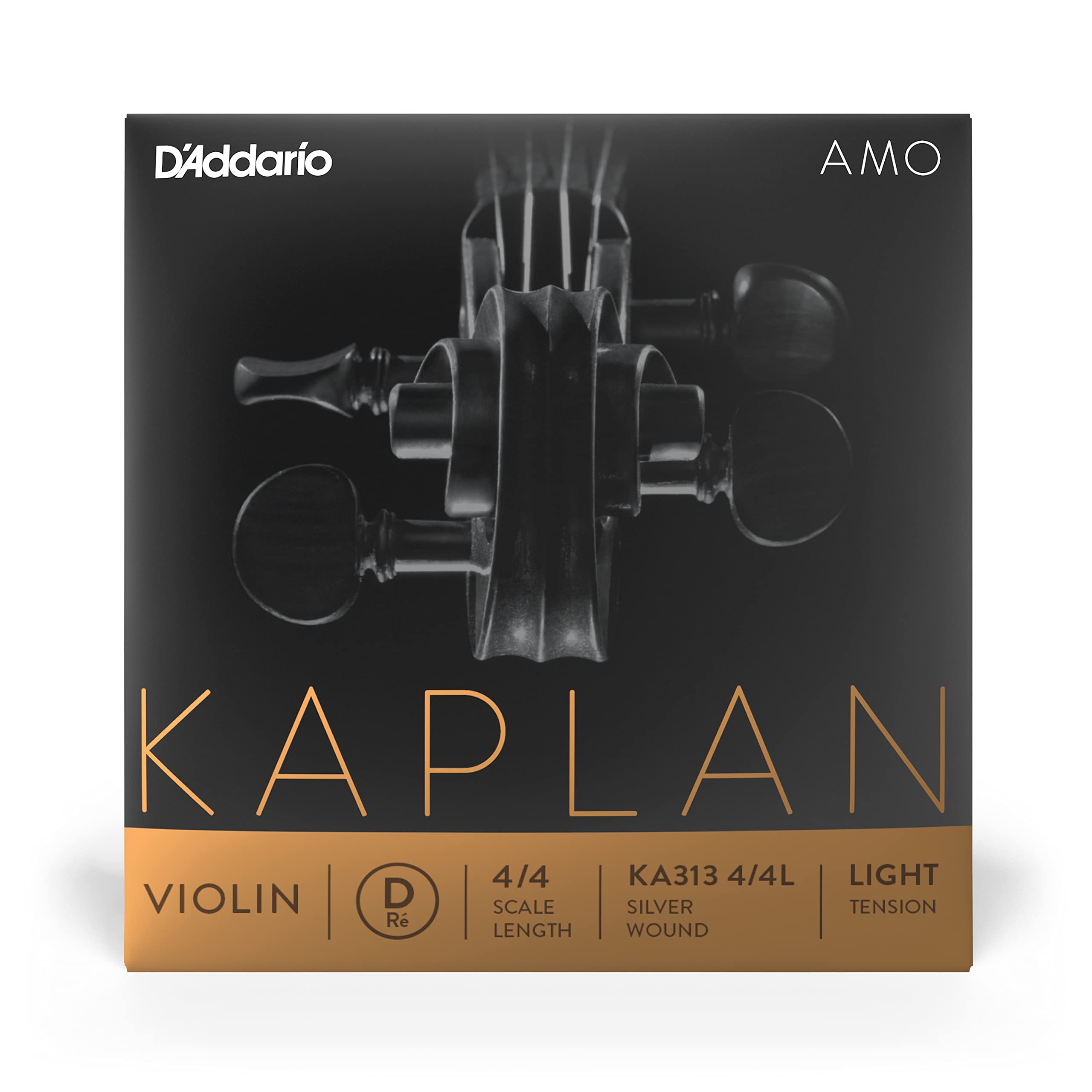 DAddario Kaplan Amo Violin String - Single D String - KA313 4/4L - Violin Strings - 4/4 Scale, Light Tension