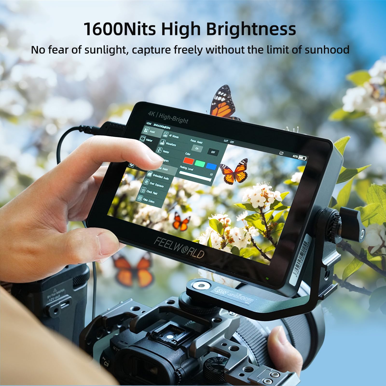 Feelworld F5 Pro X 5.5 Inch 1600Nits Daylight Visible Dslr Camera Field 4K Monitor With 3D Lut Hdmi Touchscreen Monitor Video Mo