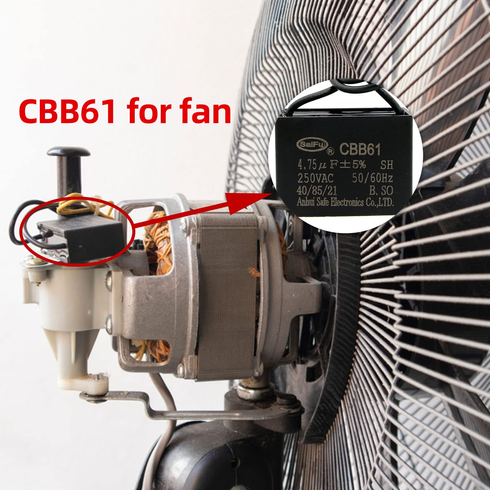 Akzytue Cbb61 Capacitor 4.75Uf 250V Ac Ceiling Fan 2 Wire 50/60Hz For Starting Electric Fan Generator Pump Motor (2 Pack)