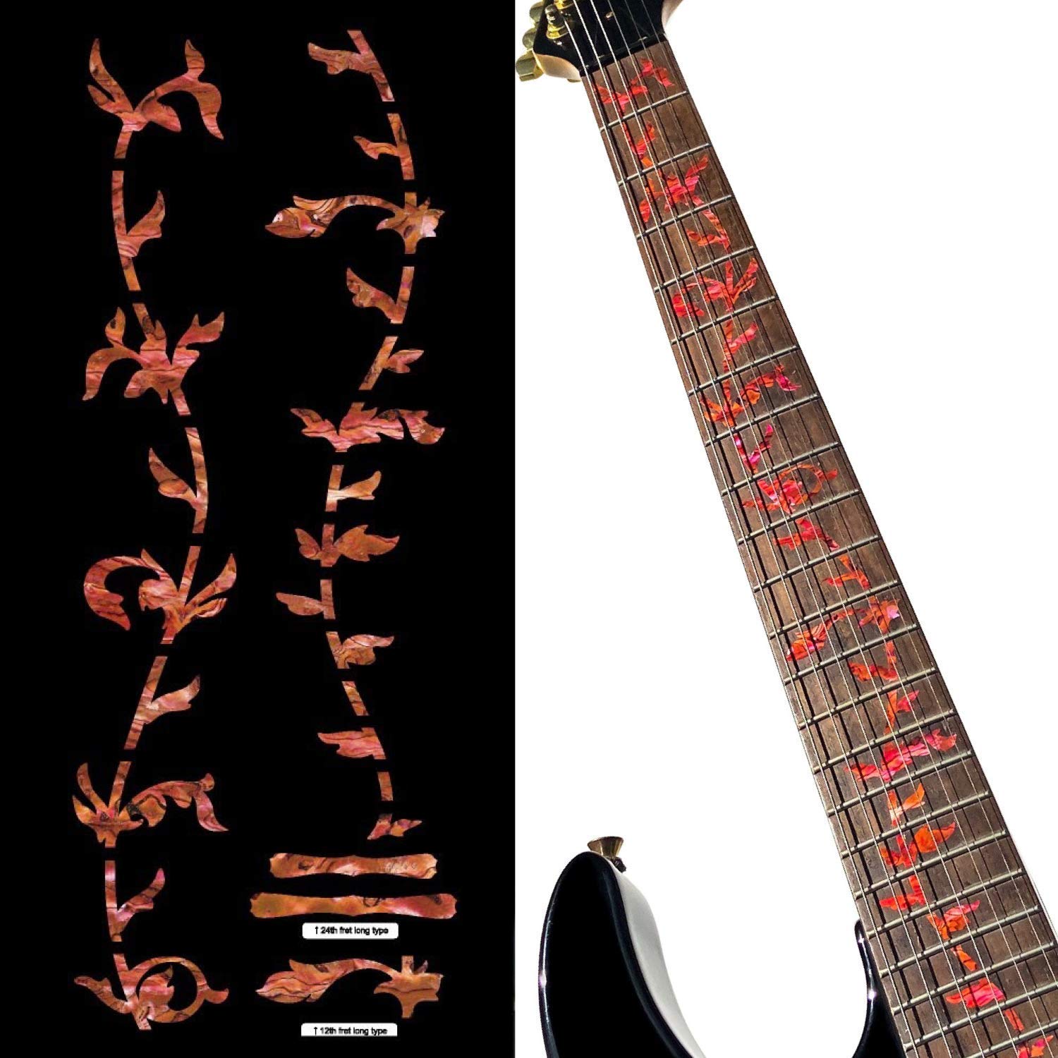 Inlay Sticker Fret Markers for Guitars - Tree of Life - Abalone Red
