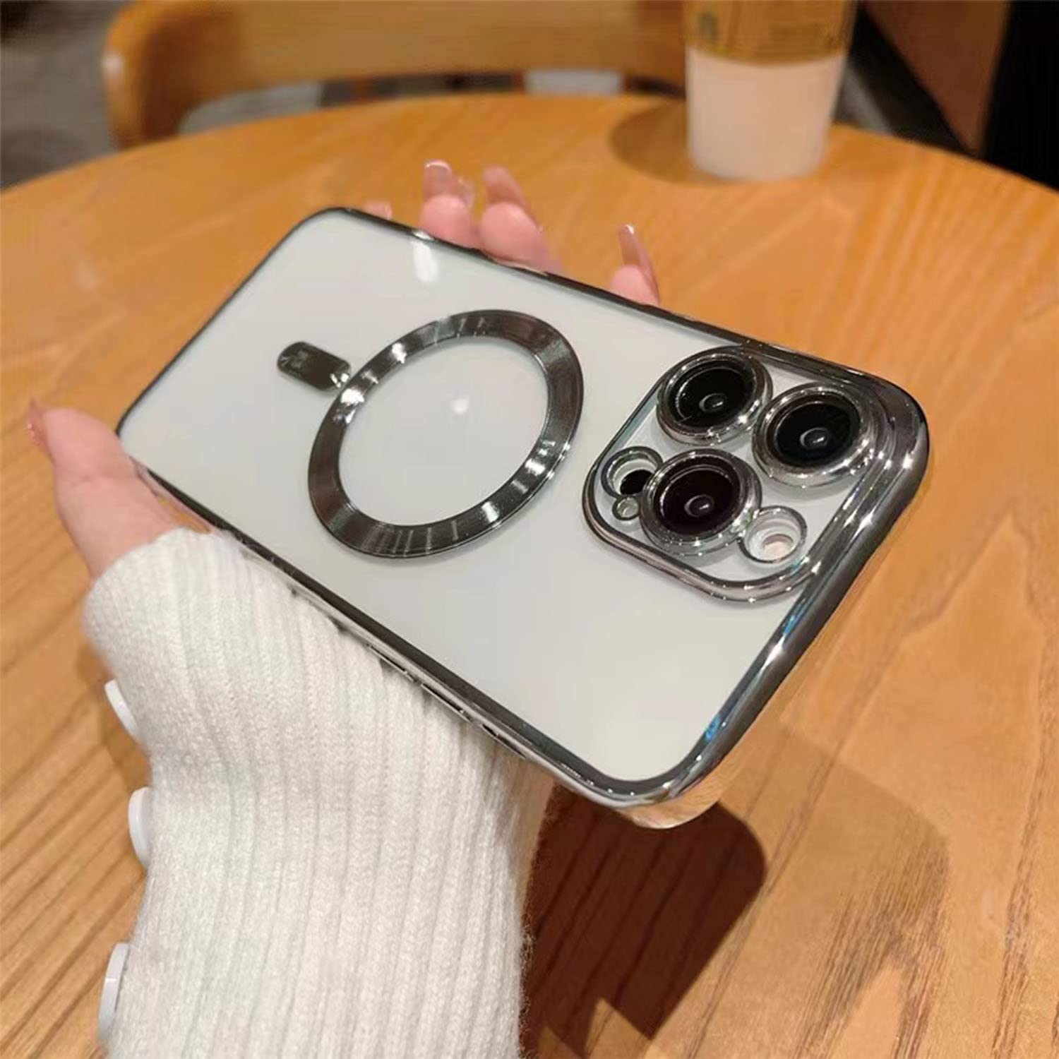 Misscase Iphone 13 Pro Magsafe Case With Camera Lens Protector   Clear Magnetic Full Protection, Anti Scratch Silver Cover