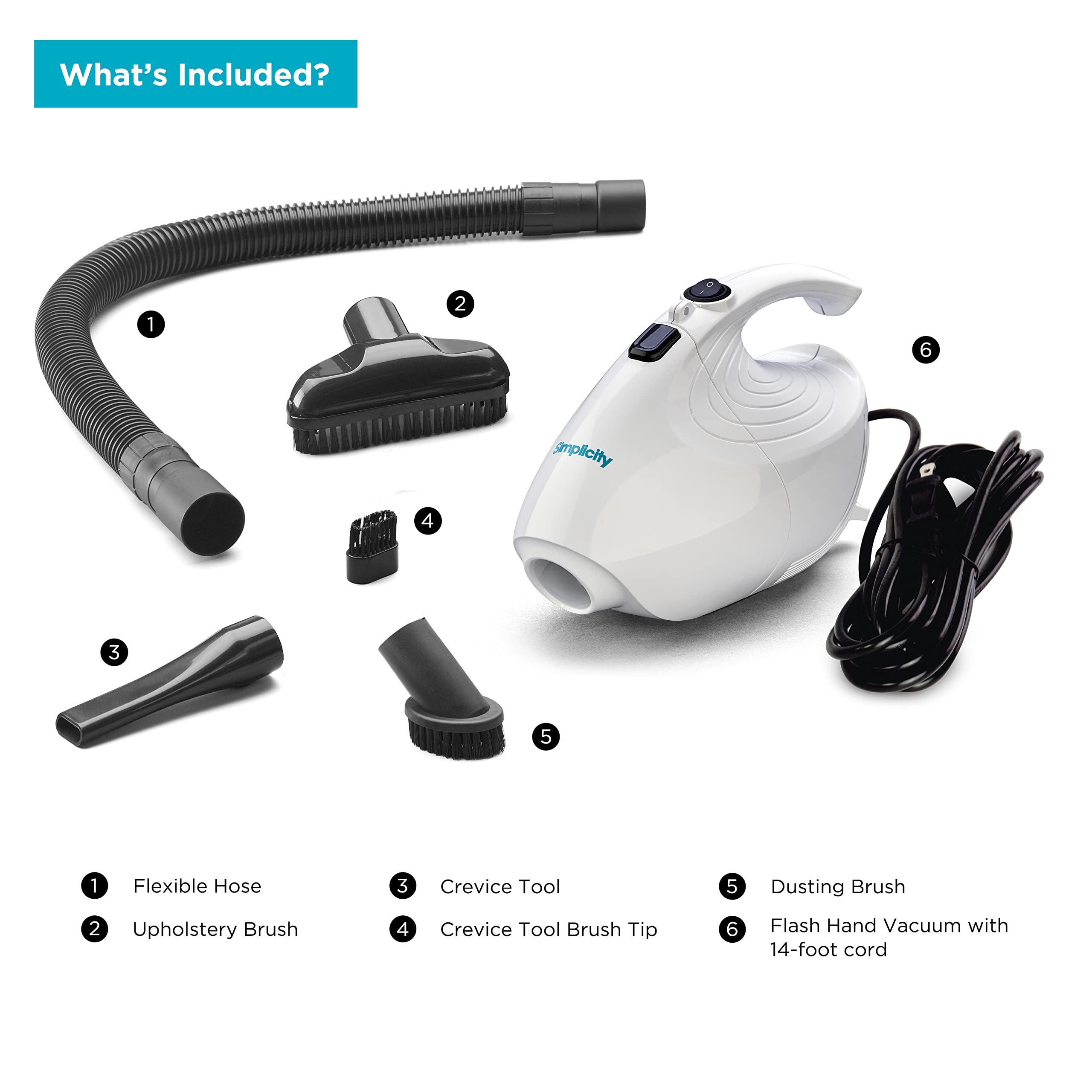 Simplicity Vacuums Flash Mini Handheld Vacuum With Attachments, Powerful Corded Hand Vacuum For Craft And Sewing Projects, Small