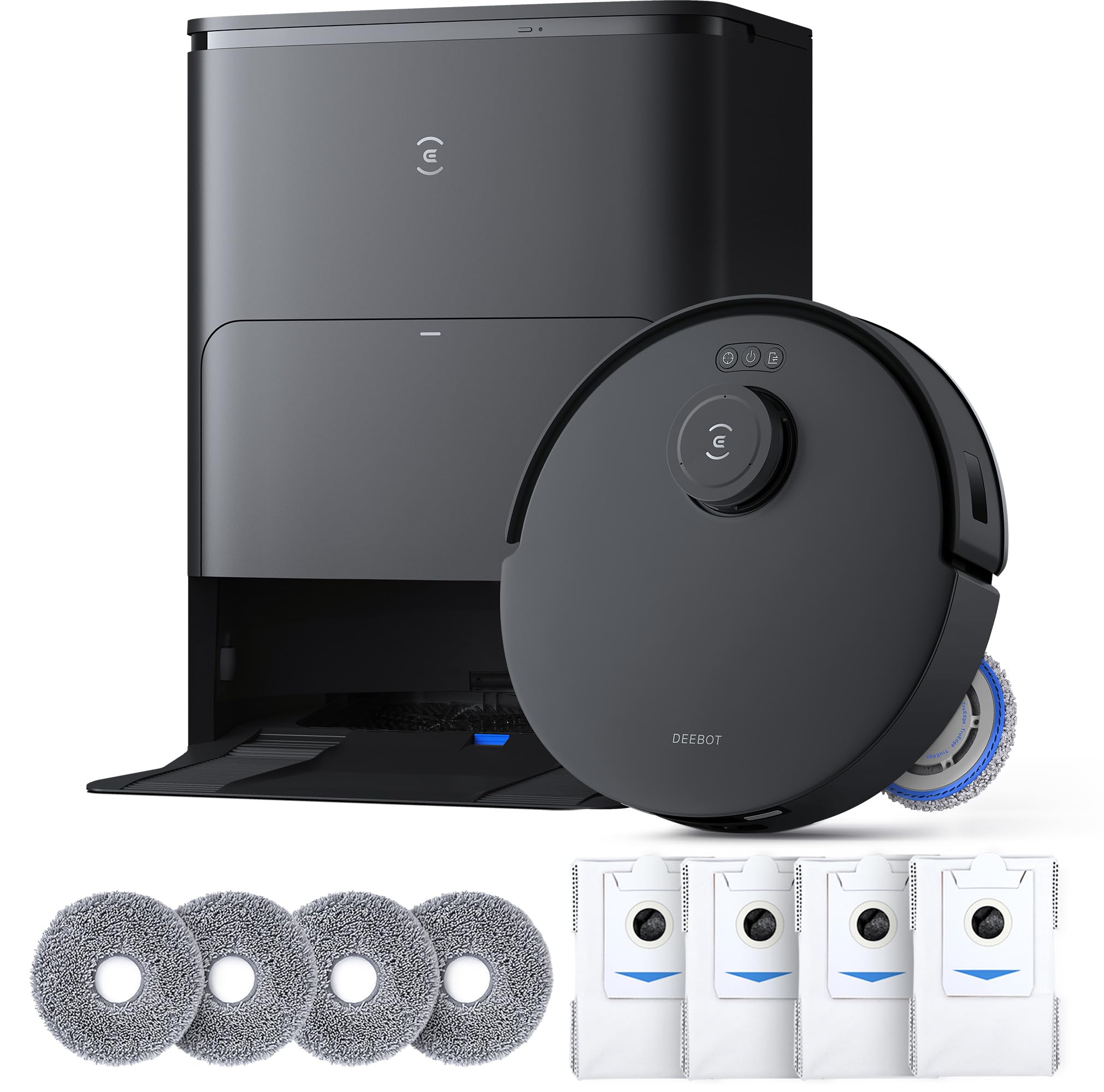 Ecovacs Deebot T30S Care Robot Vacuum And Mop, 11000Pa, Zerotangle Technology, Truedge Adaptive Edge Mopping, Hot Water Mop Wash