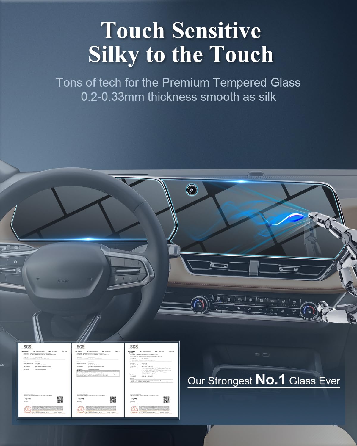 Bibibo 2Pcs 2025 Chevy Equinox Screen Protector For 2025 Chevrolet Equinox 11.3'Navigation Display&11' Dashboard Tempered Glass Protective Film [Anti Glare& Scratch Ultra Clear] 2025 Chevrolet Equinox Accessories Equinox 2025