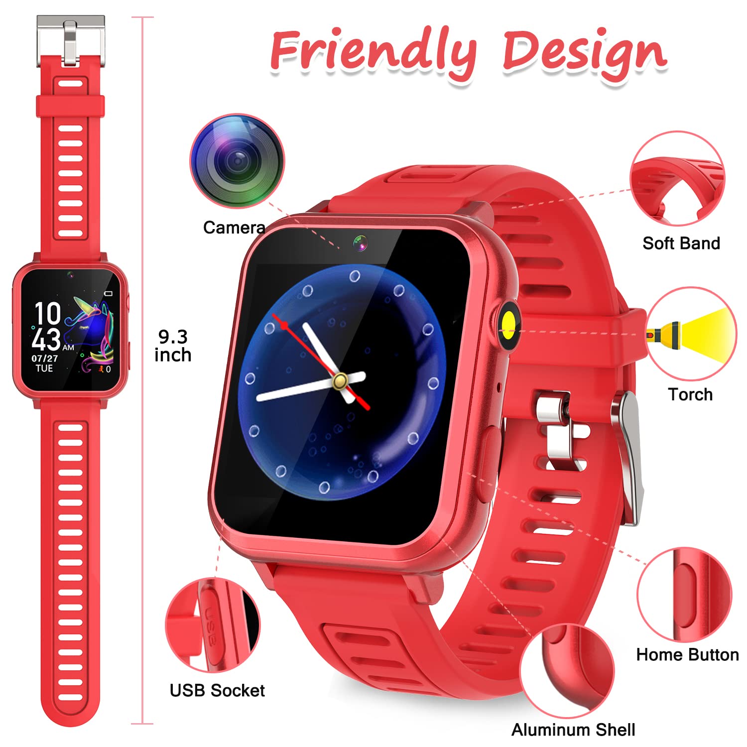 Wiszodet Smart Watch For Kids   Kids Smart Watch Girls Boys Gifts For 4 12 Years Old With 24 Games Camera Video Music Player Fla