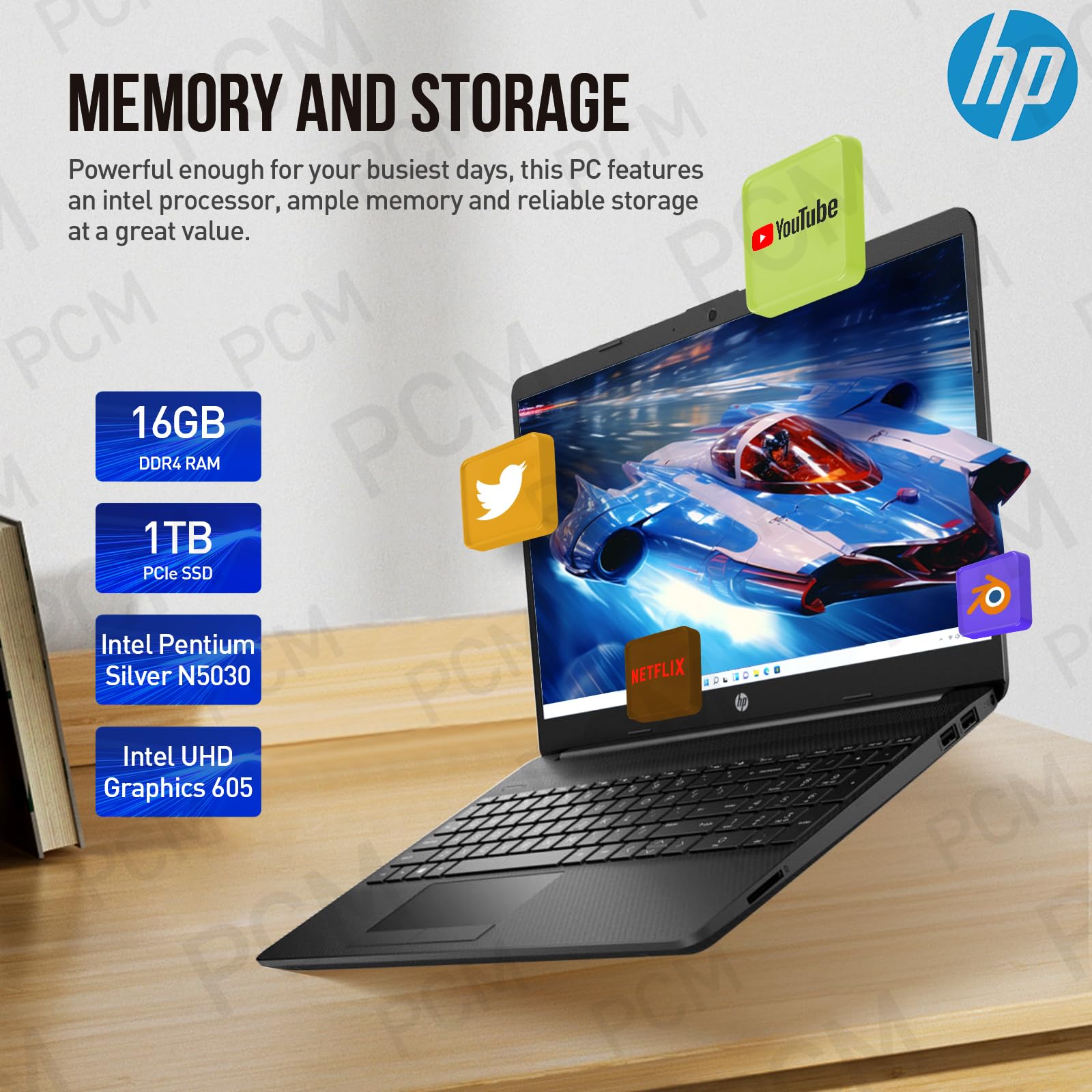 Hp 15.6 Laptop Computer, 15.6 Inch Hd Display, Intel Pentium Silver N5030, 16Gb Ram, 1Tb Ssd, 1 Year Office 365, Windows 11, Lon