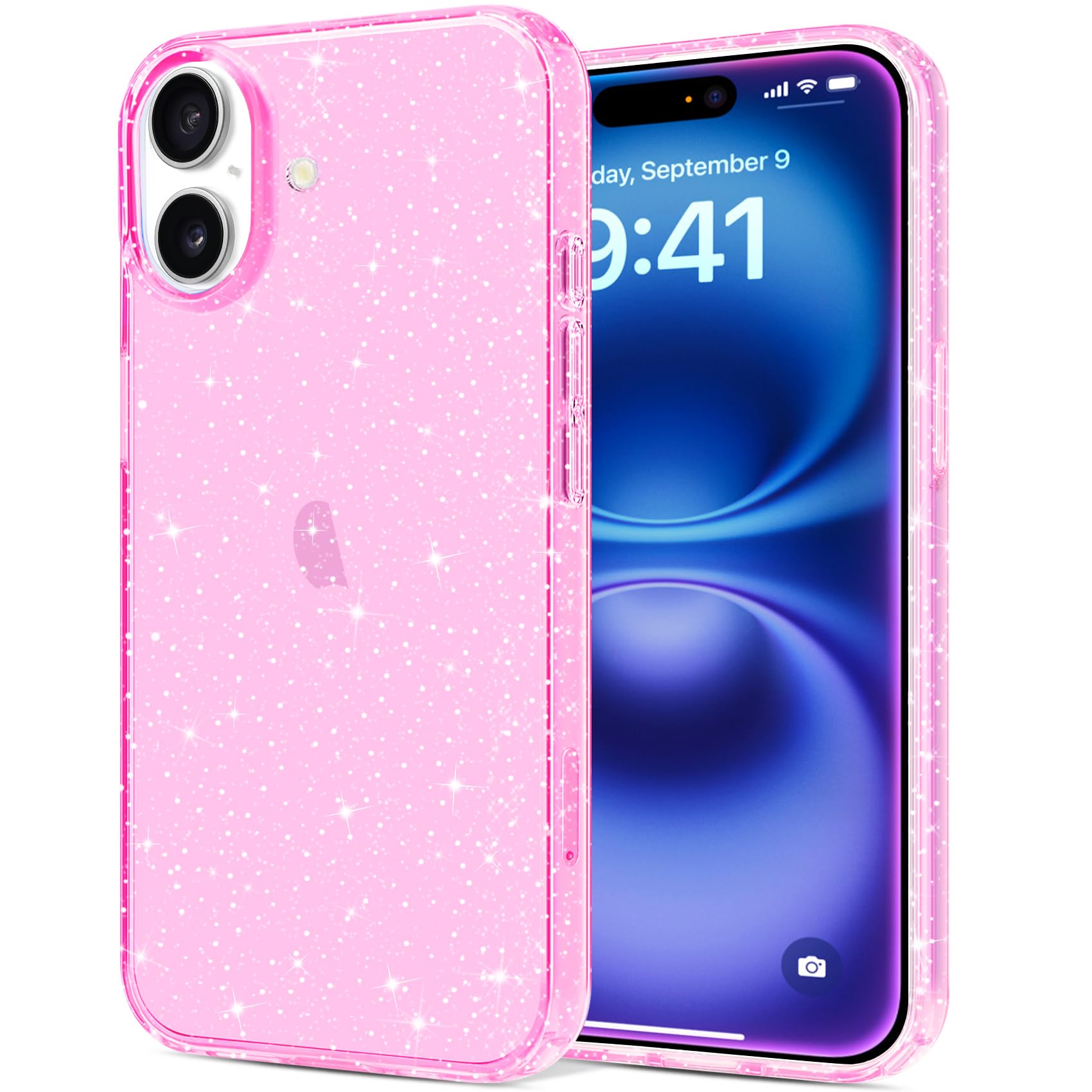 Jjgoo Compatible With Iphone 16 Plus Case Clear Glitter, Sparkle Soft Tpu Transparent Shockproof Women Girls Slim Bling Sparkly