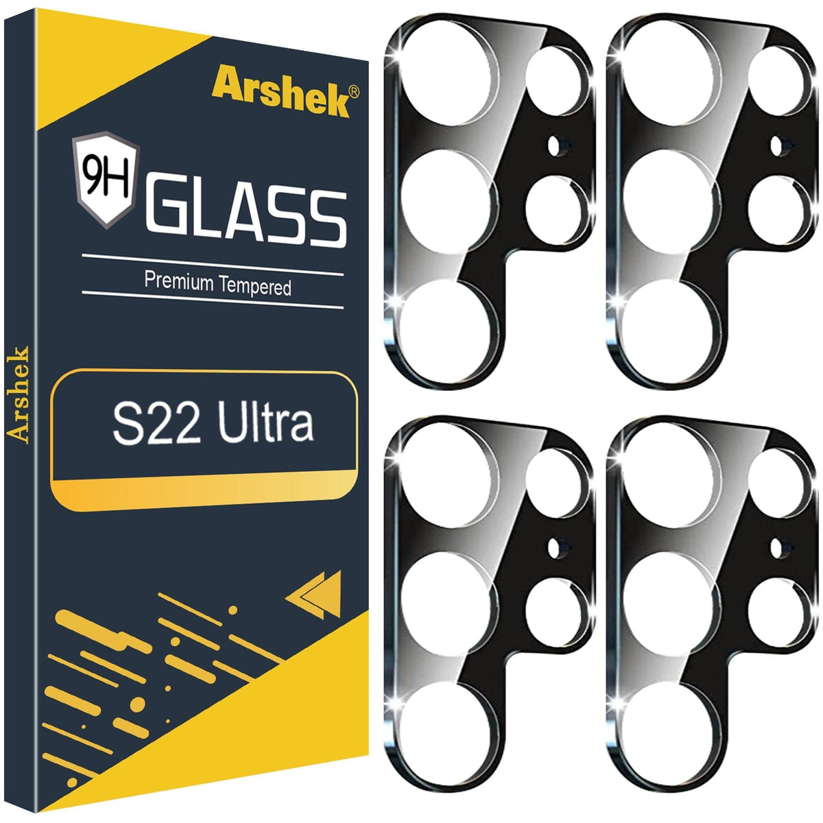 Arshek [4 Pack] Camera Lens Protector Cover For Samsung Galaxy S22 Ultra 5G, 9H Tempered Glass Camera Screen Protector, Case