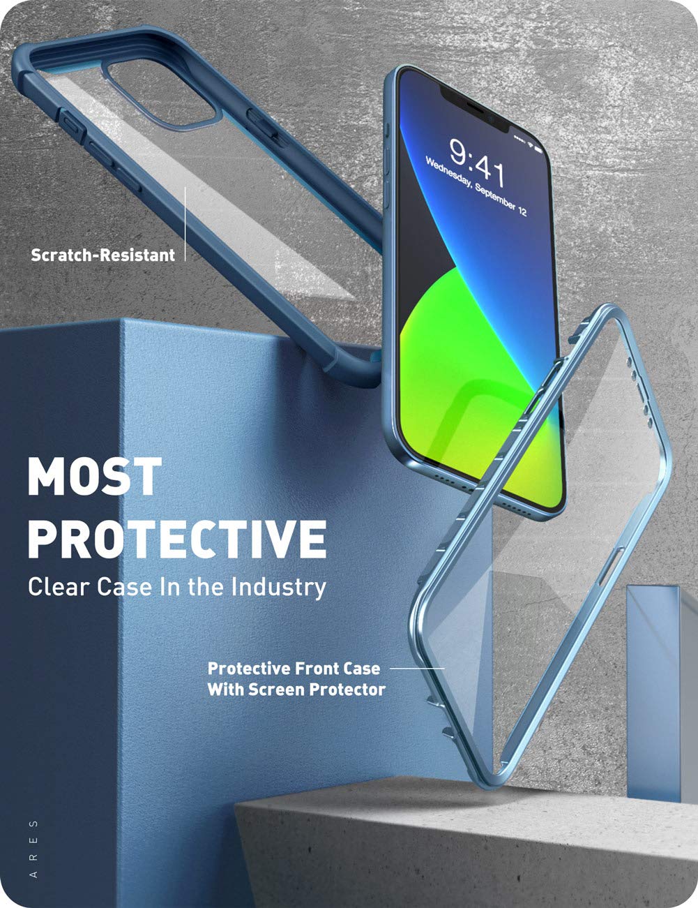 I Blason Ares Case For Iphone 12 Pro Max 6.7 Inch (2020 Release), Dual Layer Rugged Clear Bumper Case With Built In Screen Prote