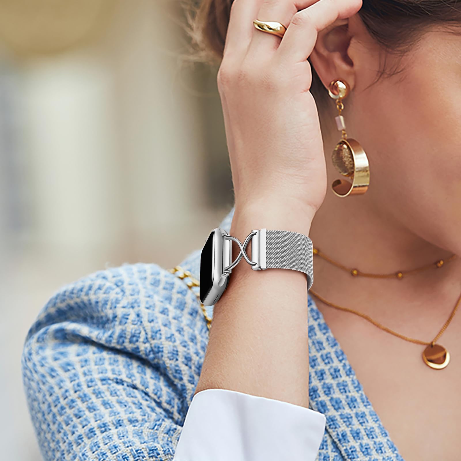 Dirrelo Band Compatible With Iphone Watch Bands For Women 40Mm 41Mm 38Mm 42Mm 44Mm 45Mm 49Mm, Metal X Shape Clasp Magnetic Strap