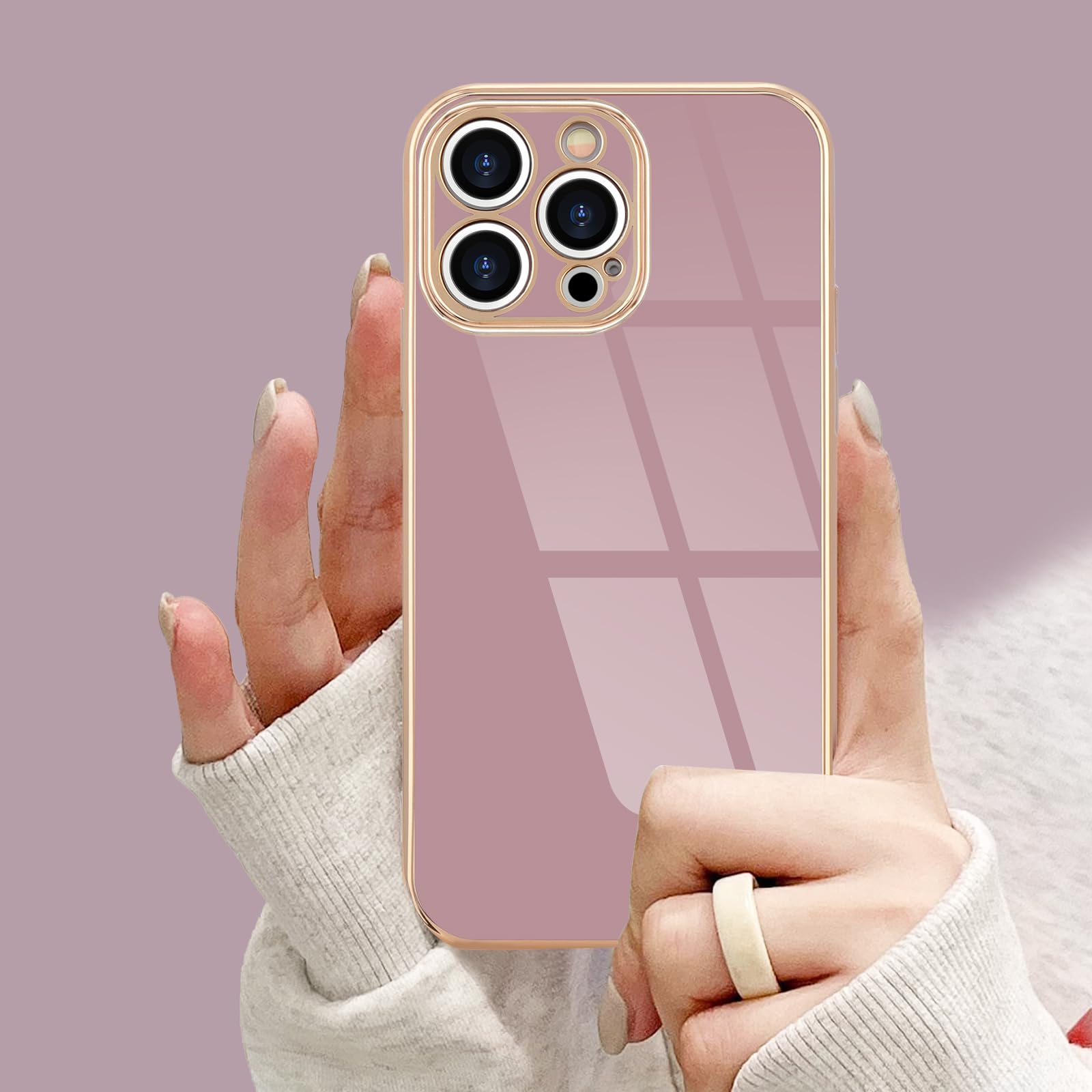 Lafunda Designed For Iphone 12 Pro Case, Cute Luxury Electroplated Case For Women Girls Elegant Golden Edge Shockproof Tpu Bumpe