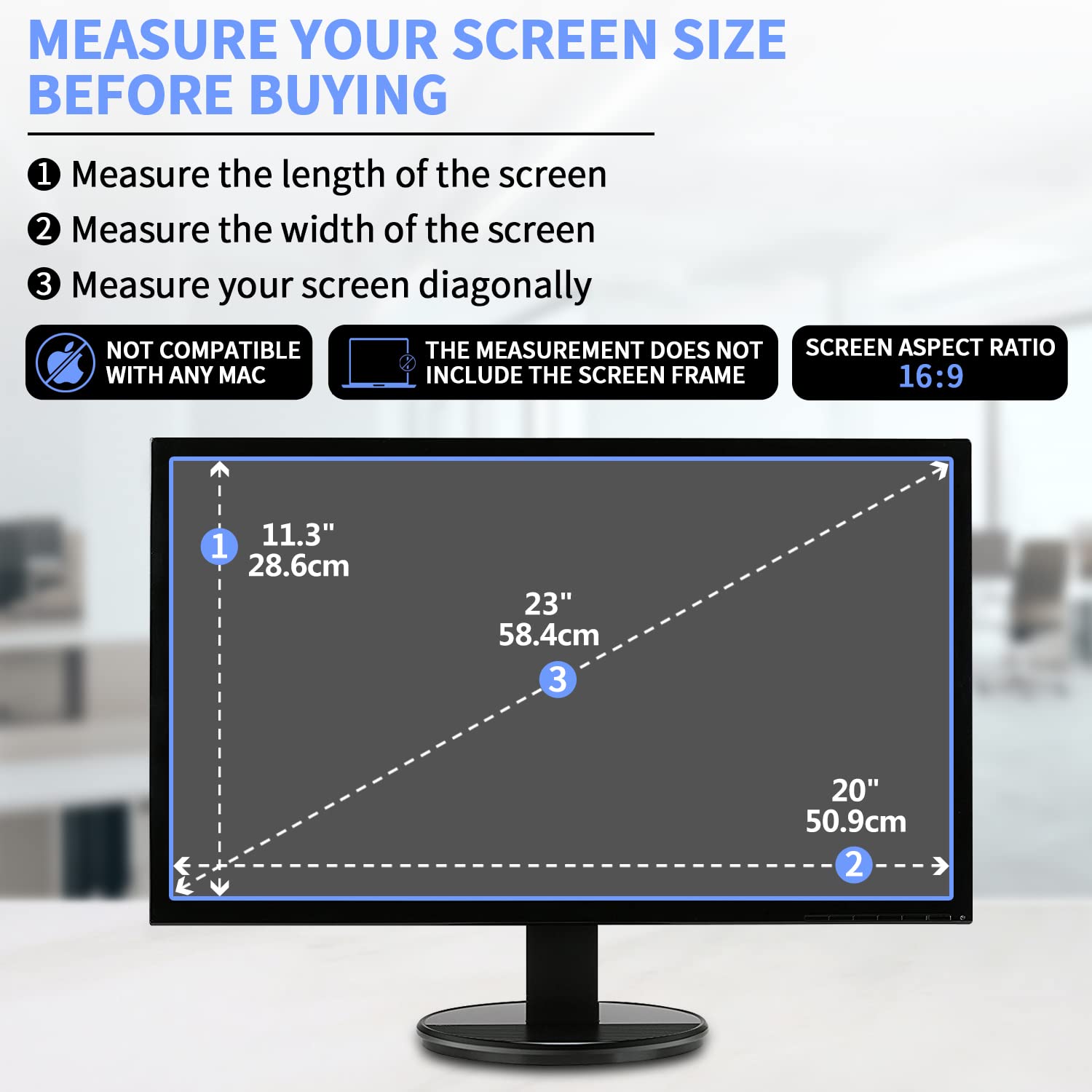 F Forito 2 Pack 23 Inch Anti Glare Matte Computer Screen Protector For 16:9 Monitor, Computer Screen Cover Compatible With 23''
