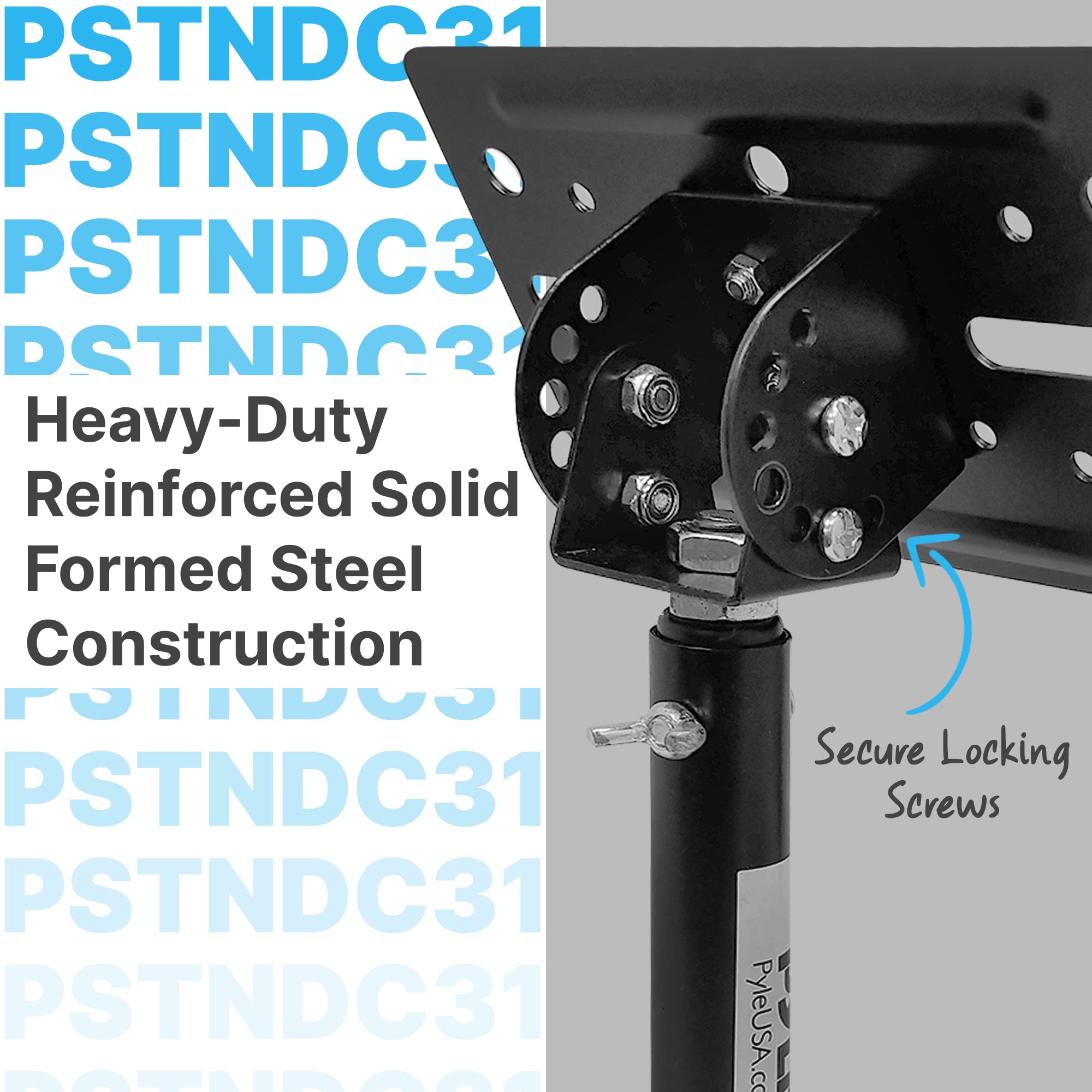 Pyle Speaker Wall Ceiling Mount Stand   Black Speaker Mounting Bracket W/ Adjustable Swivel Tilt, Retractable Telescopic Arm   H