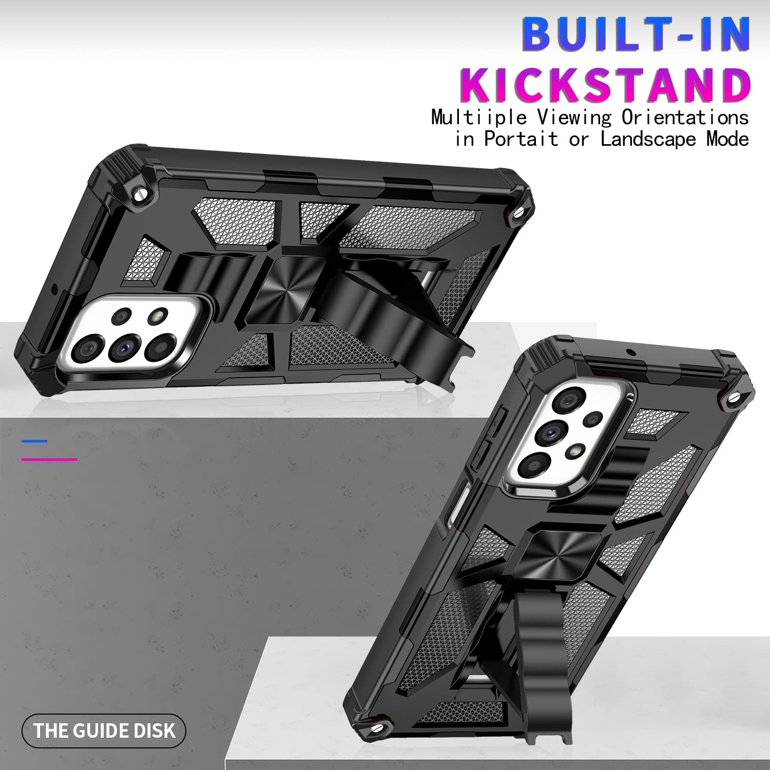 For Galaxy A23 5G/4G Case,Samsung A23 Case W/Tempered Glass Screen Protector(Full Coverage) [Full-Body][15Ft Mil-Grade][Built-In