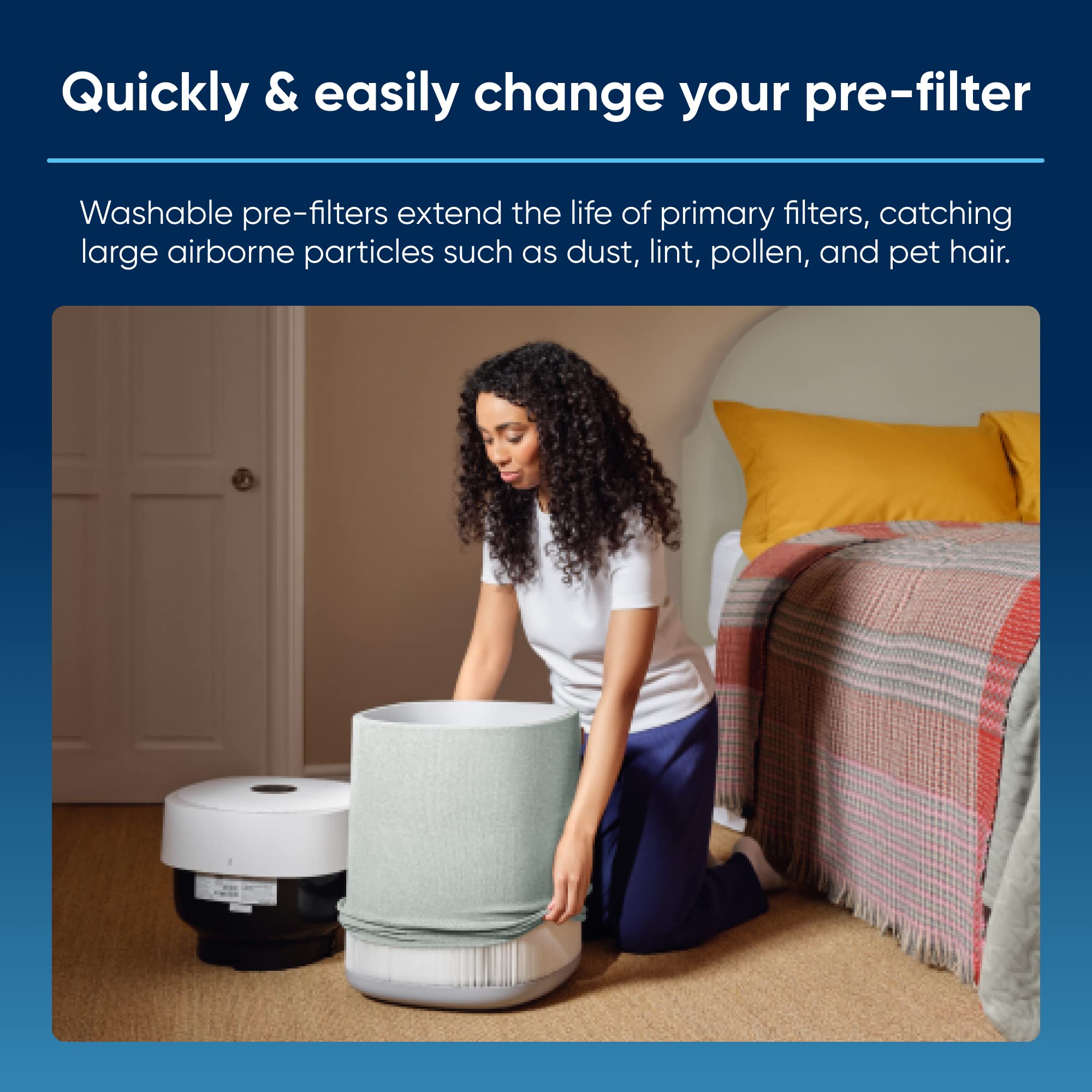 Blueair Genuine Pre Filter Blue Pure 211I Max Air Purifier, Washable Fabric, Moss Green Medium